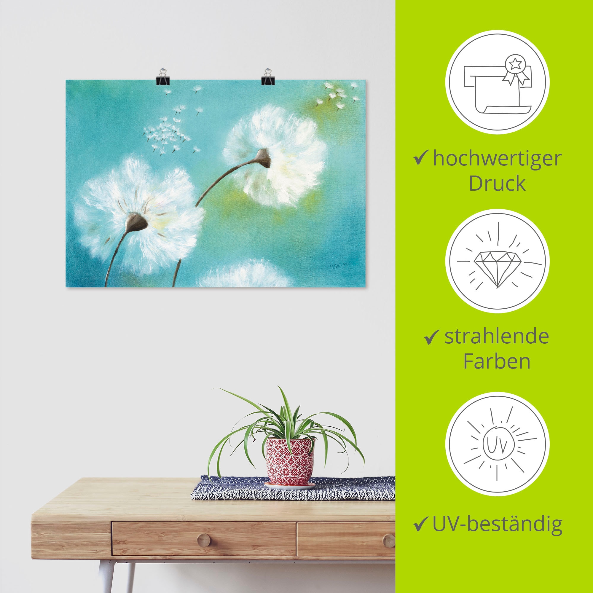 Artland Wandbild »Pusteblumen«, Blumen, (1 St.), als Alubild, Outdoorbild, Leinwandbild, Poster, Wandaufkleber
