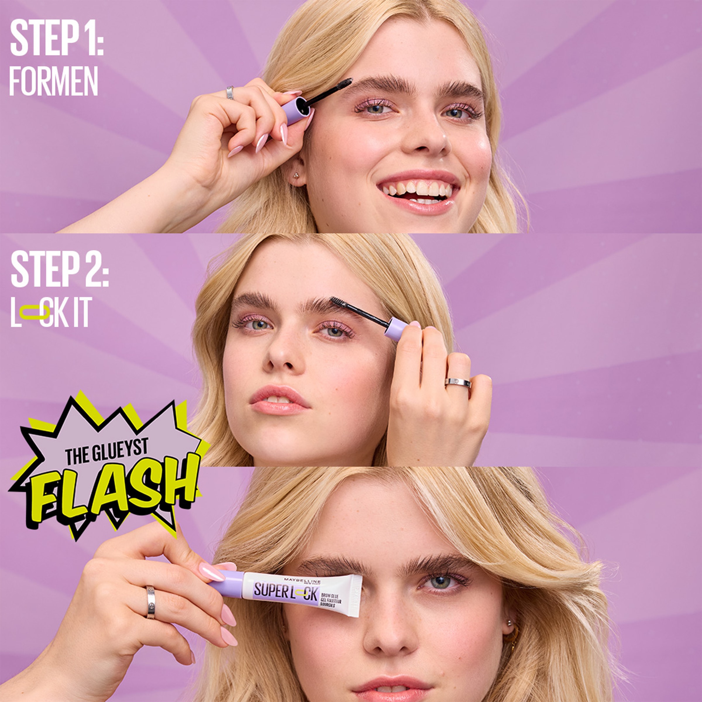 MAYBELLINE NEW YORK Augenbrauenpflege »SUPER LOCK BROW GLUE AUGENBRAUENGEL« fixiert, definiert, formt, setzt Highlights, wischfest