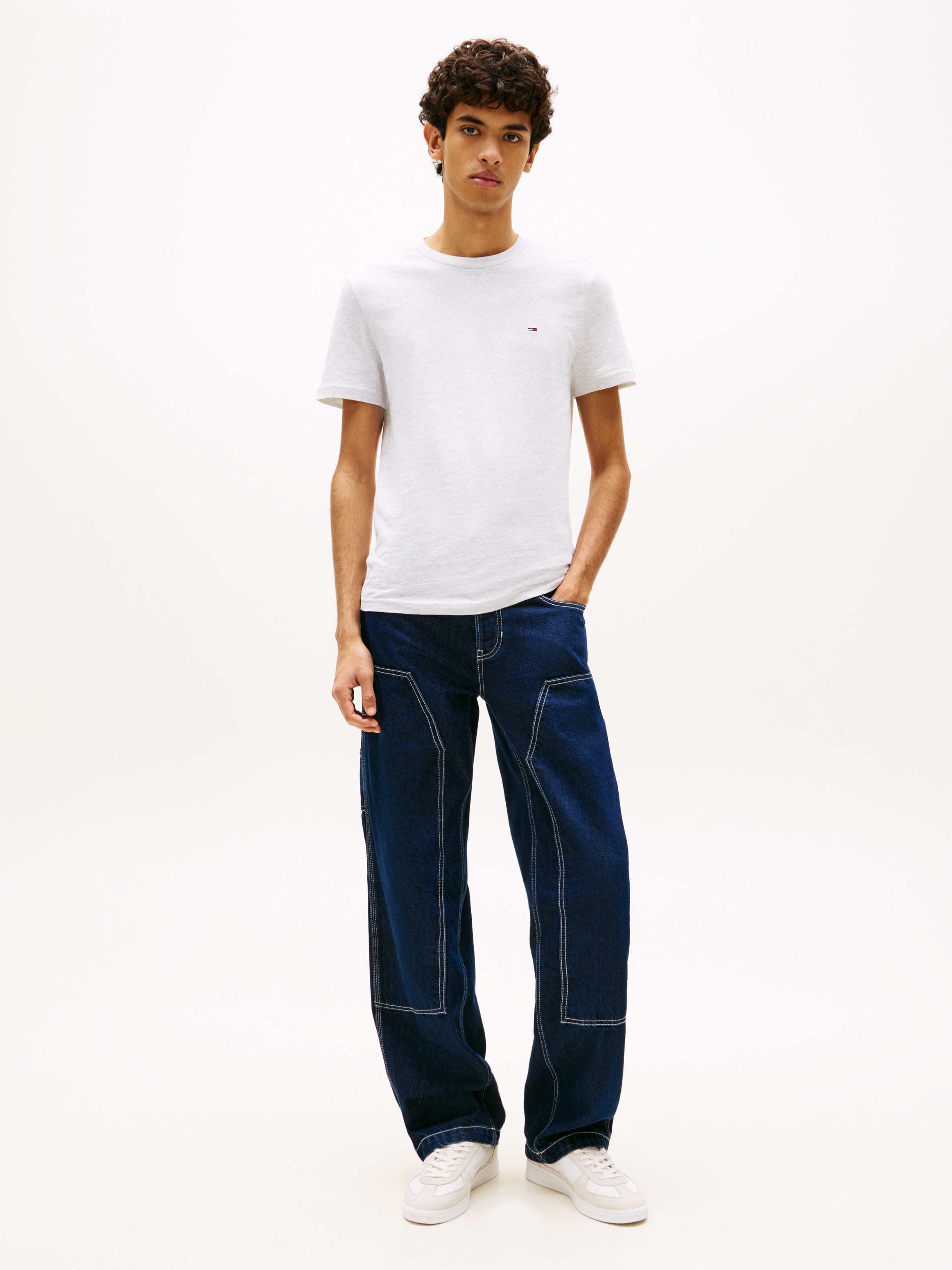 Tommy Jeans Rundhalsshirt »TJM XSLIM 2PACK JERSEY TEE EXT« Packung, 2er-Pack,  Logostickerei, 2Pack