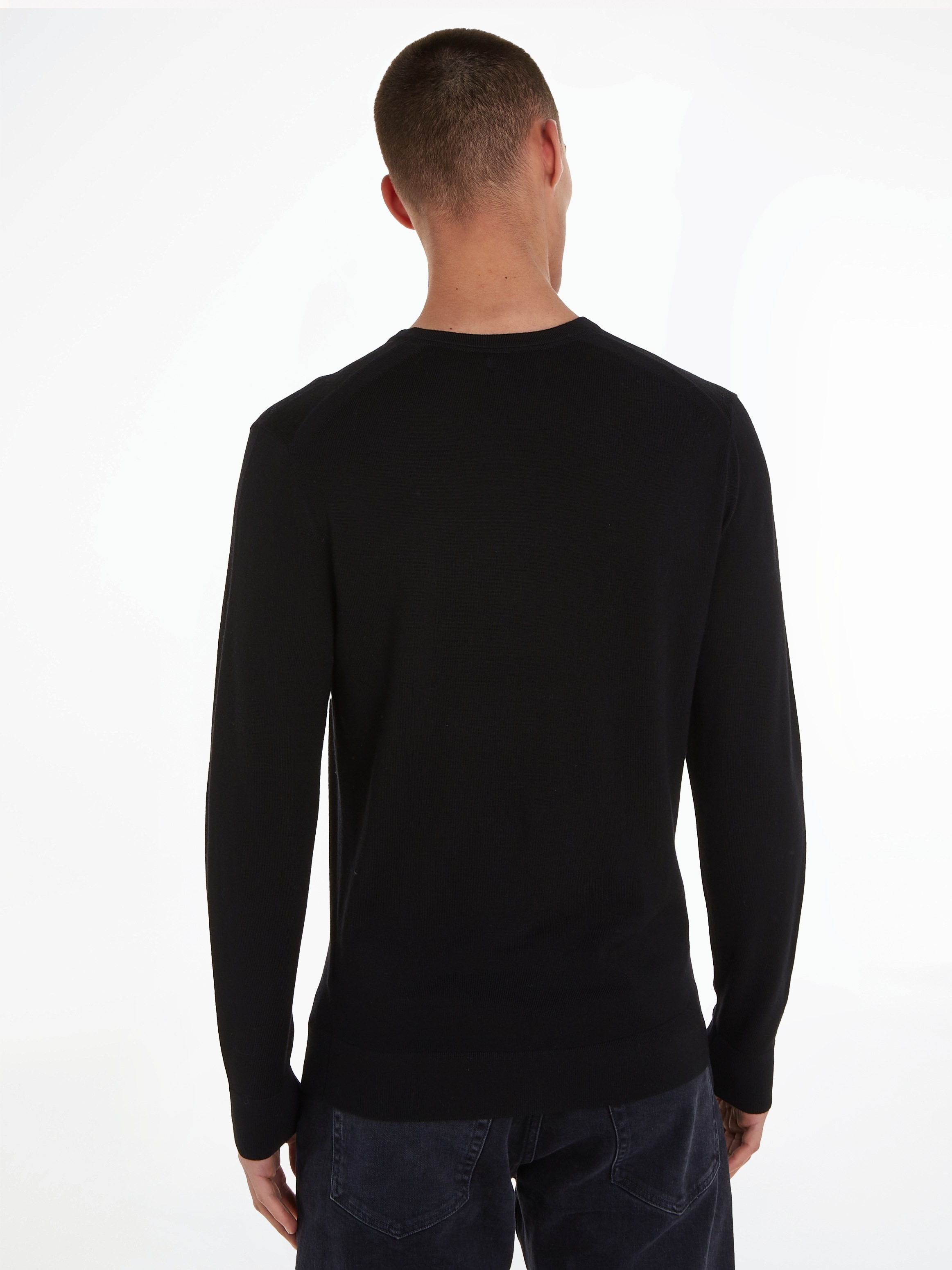 Calvin Klein Strickpullover MERINO VNECK SWEATER mit Markenlabel günstig online kaufen