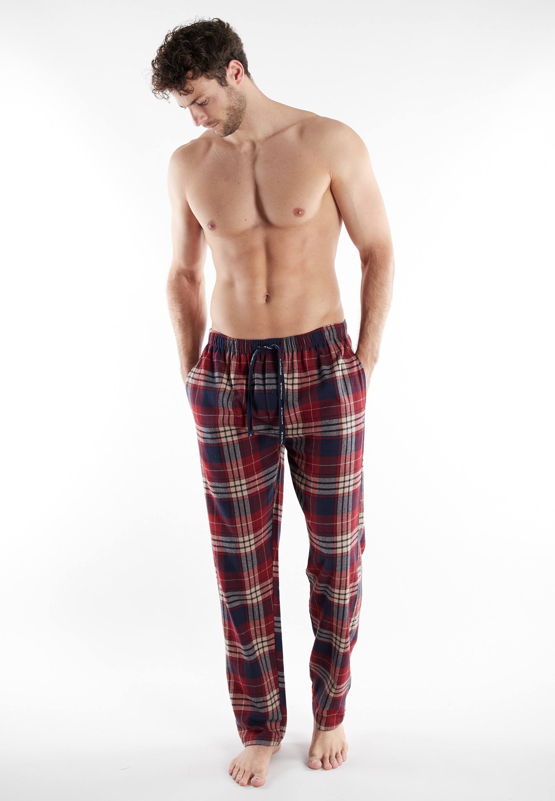 TOM TAILOR Pyjamahose "Rhodos" mit Karo-Muster, Gummizug, Bindekordel günstig online kaufen
