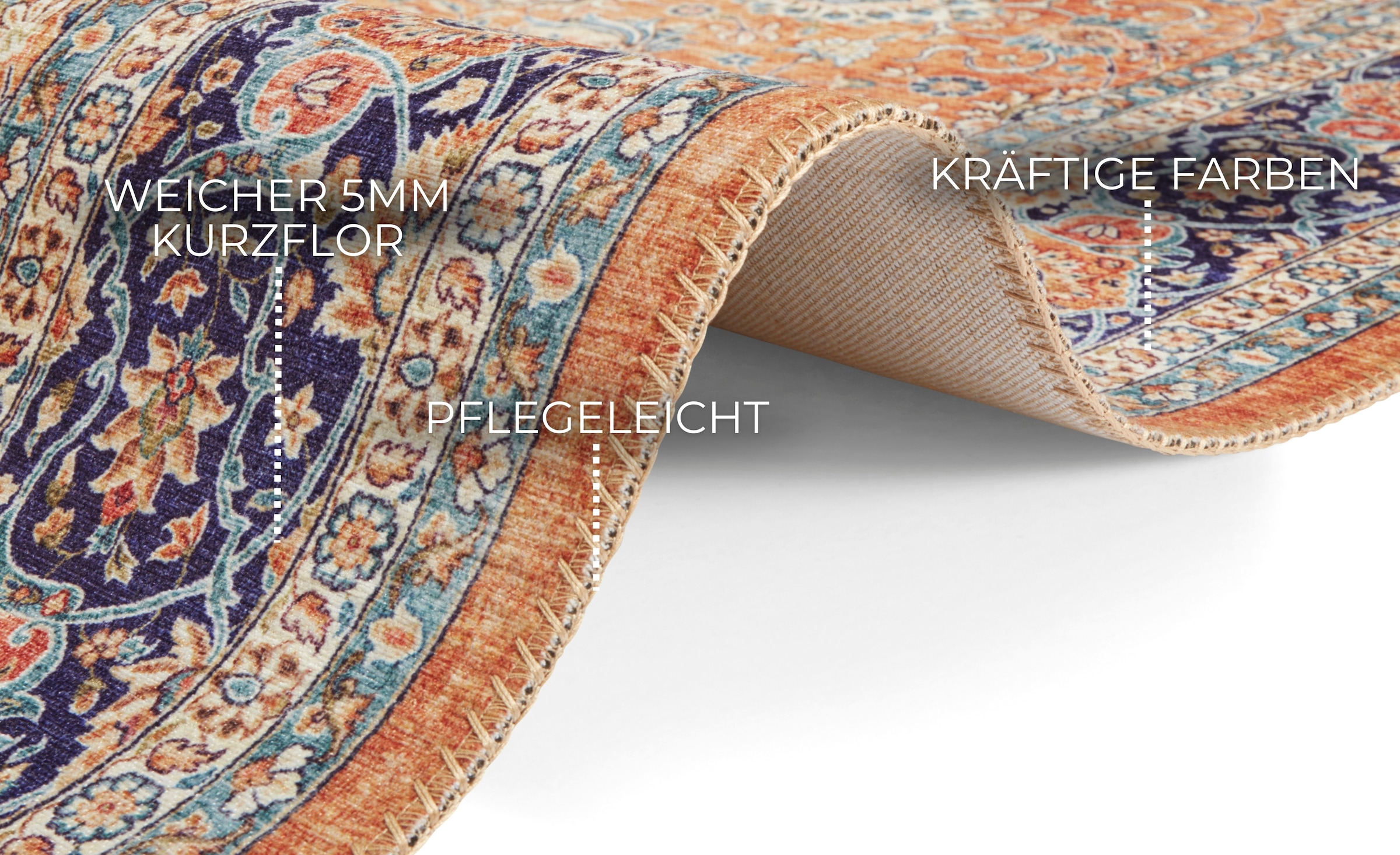 ELLE DECORATION Teppich »Keshan Maschad«, rechteckig, 5 mm Höhe, Orientalisch, Läufer, Kurzflor, Vintage, Wohnzimmer, Schlafzimmer