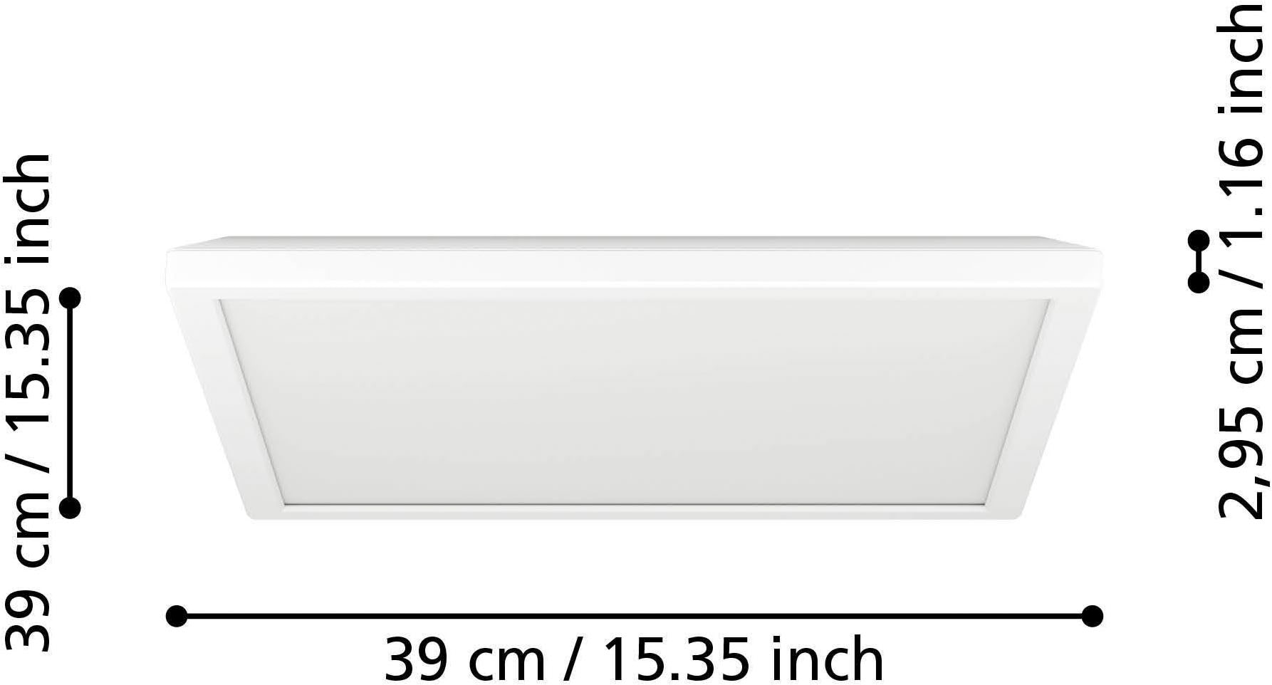 EGLO Deckenleuchte »Rovito Deckenlampe, Deckenbeleuchtung, Badlampe, Kunststoff, IP44« LED-Modul 1 Stk. Kaltweiß | Neutralweiß | Warmweiß Wand-/Deckenleuchte - L39 x B39 x H3 cm - weiß - 17,6W inkl.