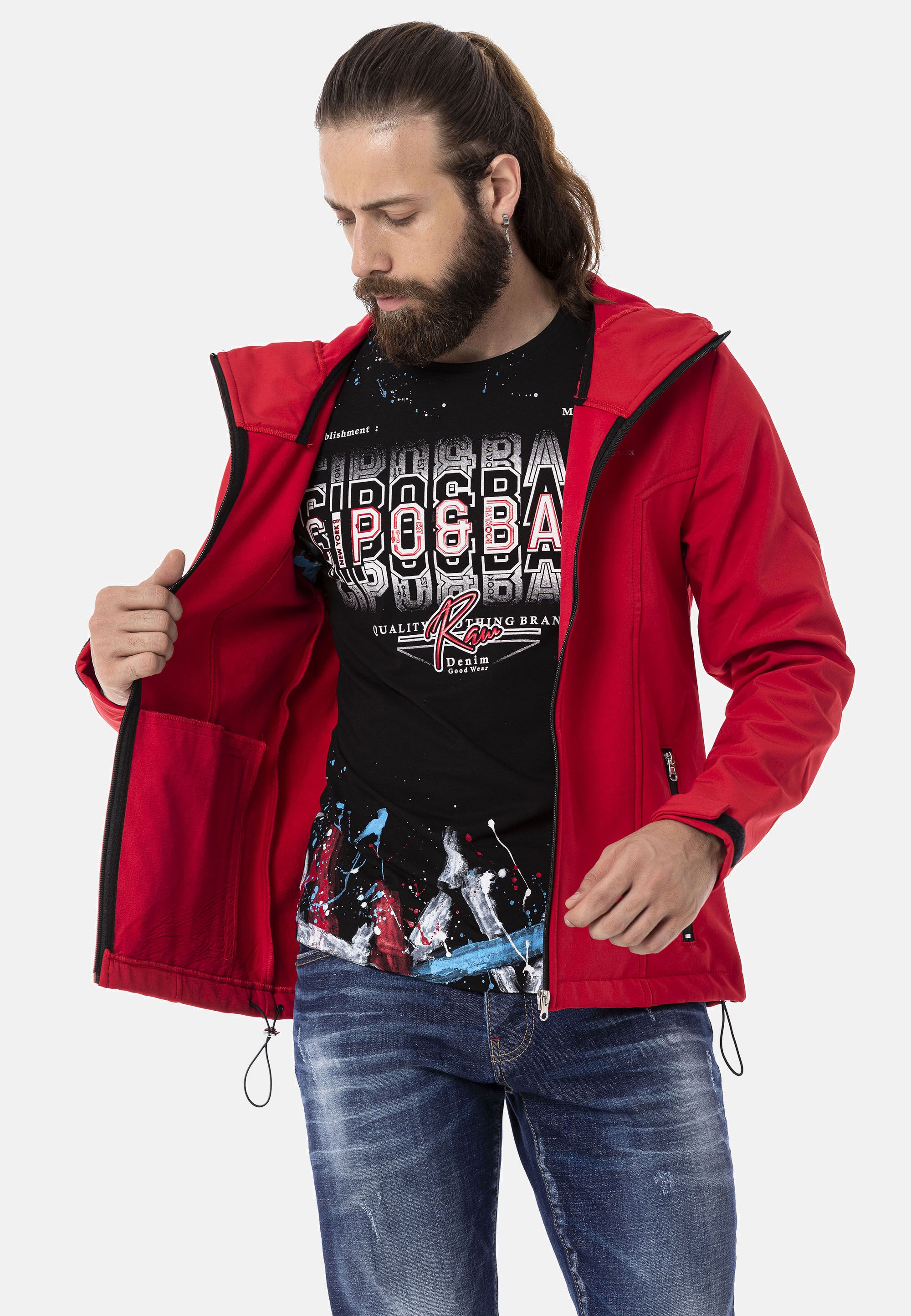 Cipo & Baxx Funktionsjacke »Jacke« mit Kapuze im unifarbenen Look