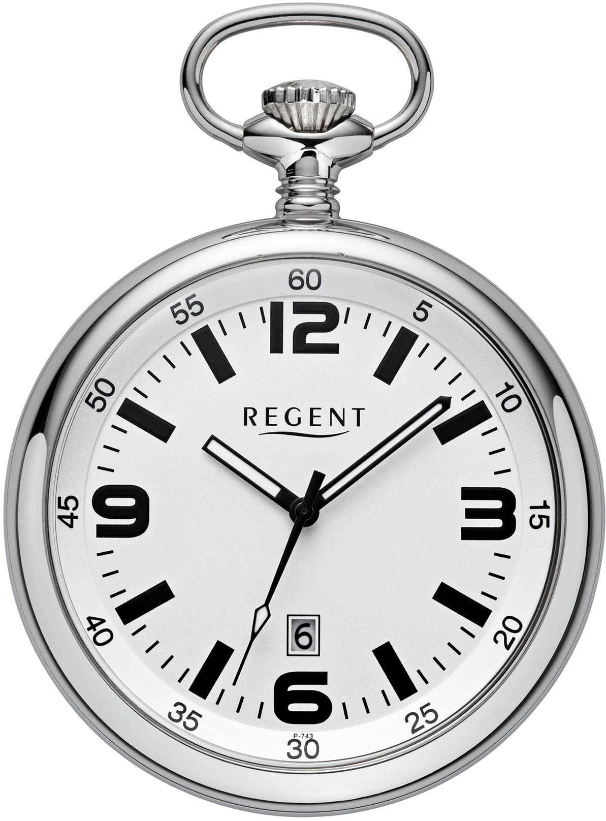 REGENT Damen Taschenuhr "P743", silber, Taschenuhren, Quarzuhr, Herrenuhr, Datum, Mineralglas, analog