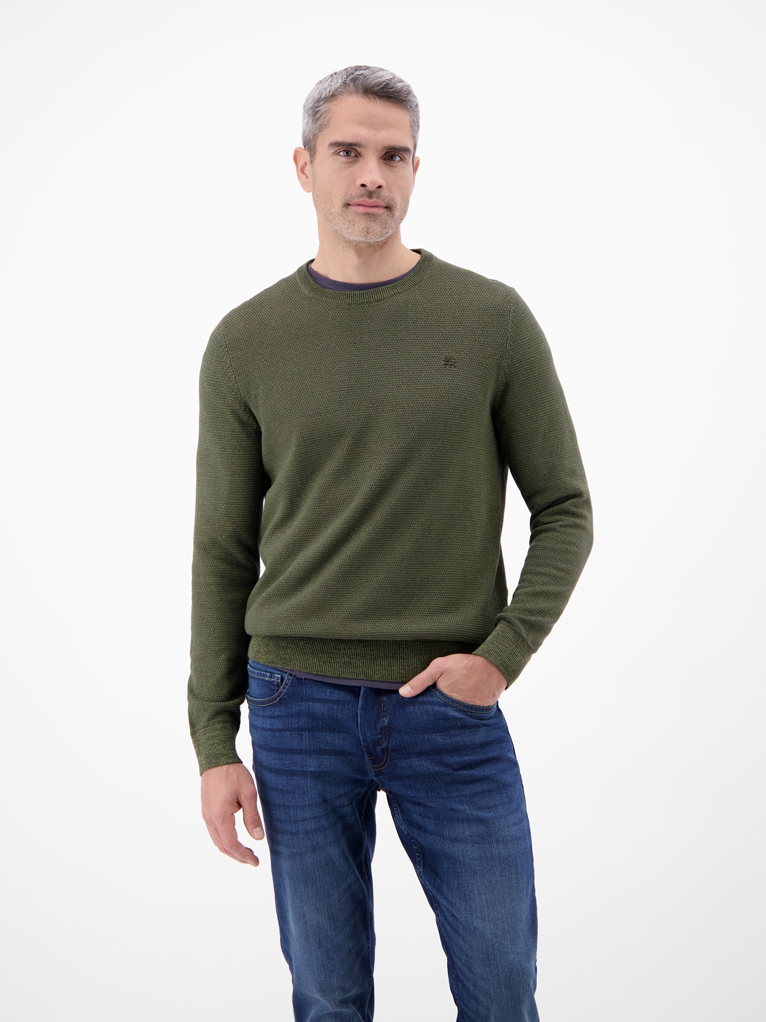LERROS Strickpullover "Herren Strickpullover in Twist-Struktur" Rundhalsaus günstig online kaufen