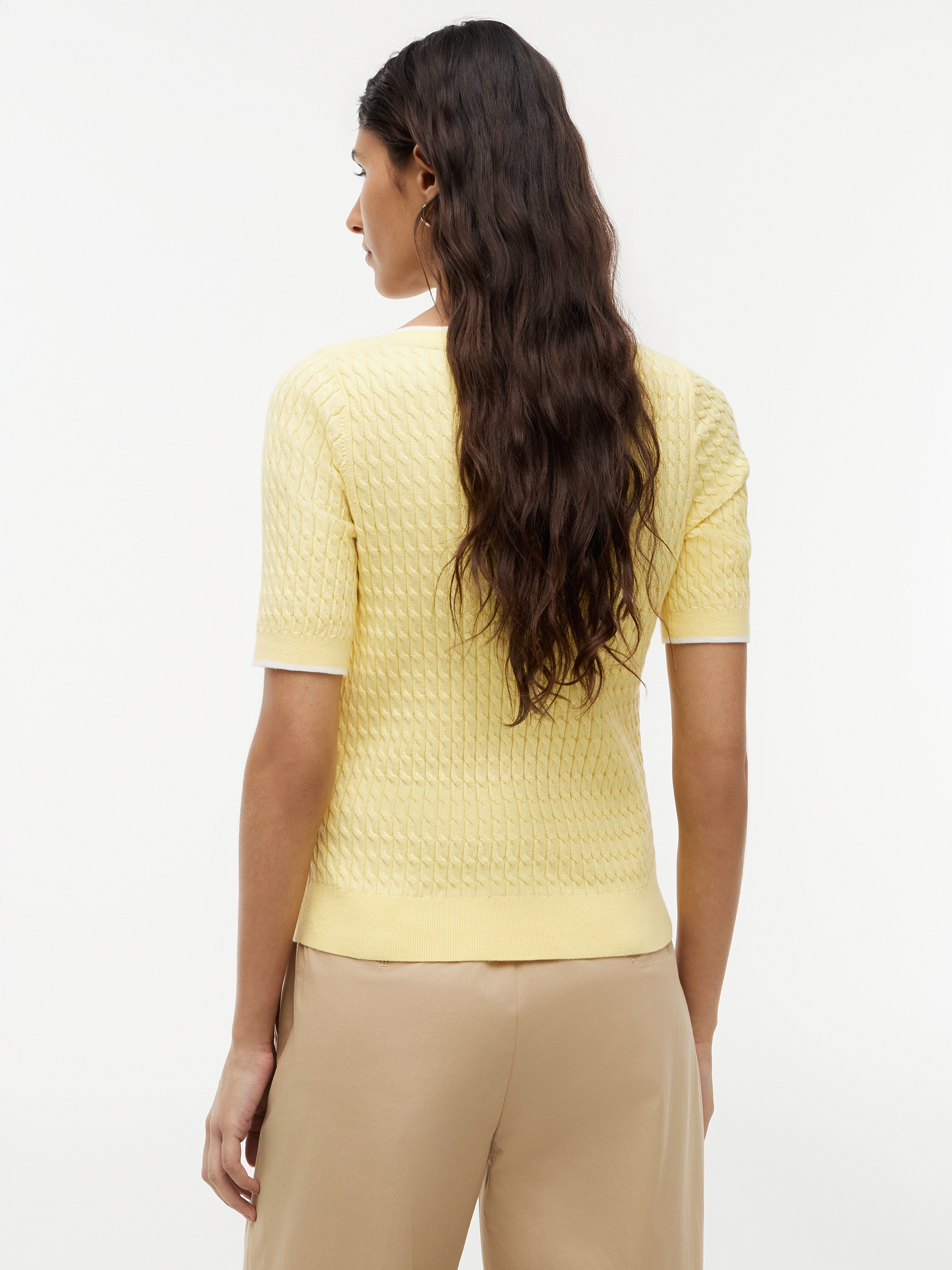 Tommy Hilfiger Kurzarmpullover »FINE GG CABLE BOAT NK S/S« Baumwolle, mit Zopfstrickmuster
