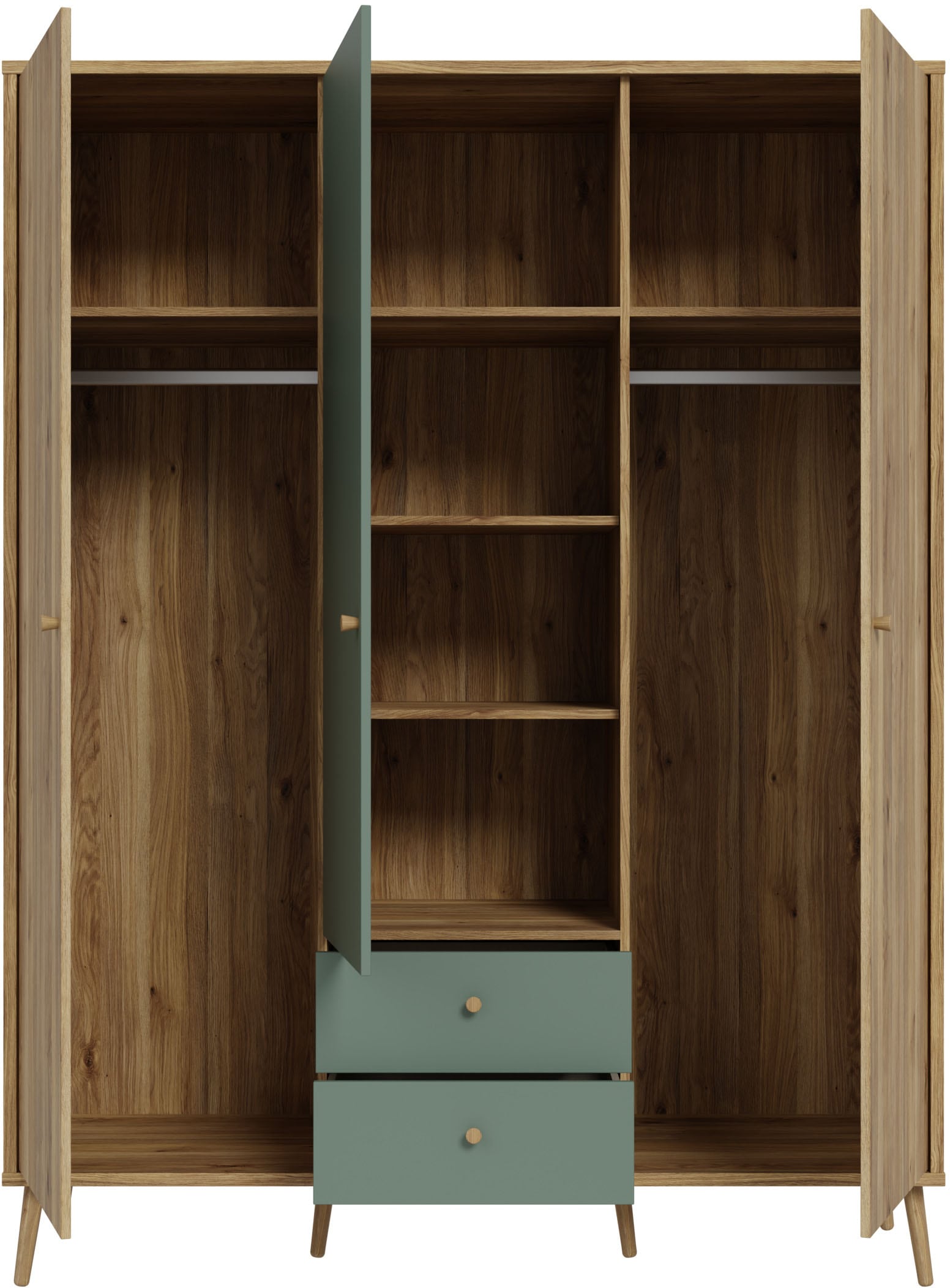 FORTE Kleiderschrank, (B/H/T ca. 94,5x185,6x52,2 cm), Salbei, Drehtürenschrank, Stauraum