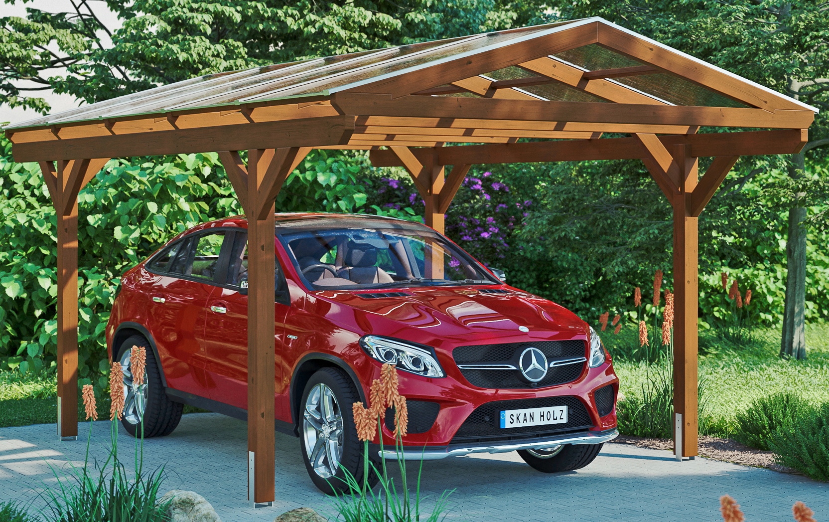 Skanholz Einzelcarport "Westerwald", Leimholz-Nordisches Fichtenholz, 326 cm, braun