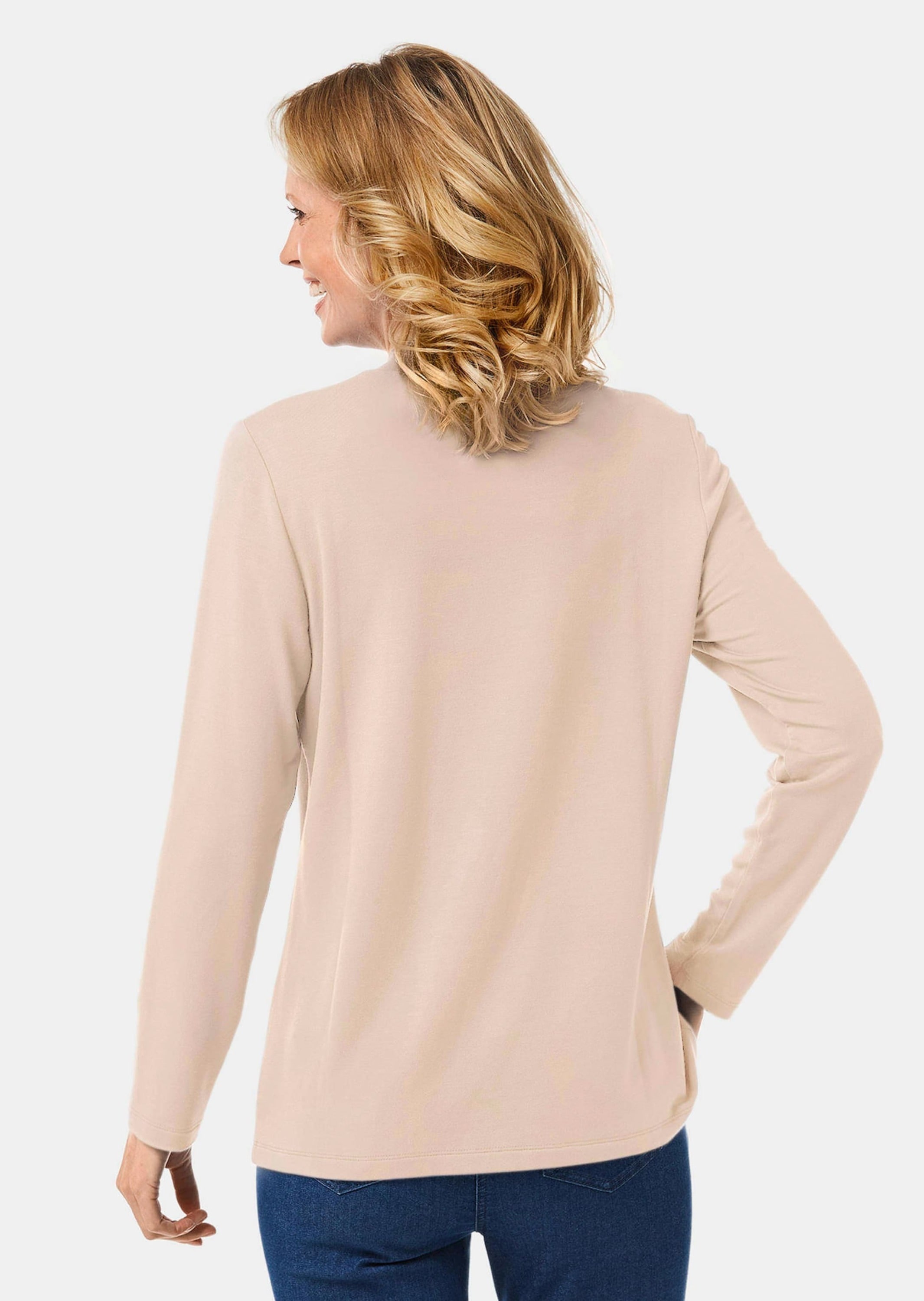 GOLDNER Longpullover »Stehbundshirt Stehkragenshirt mit Langarm«