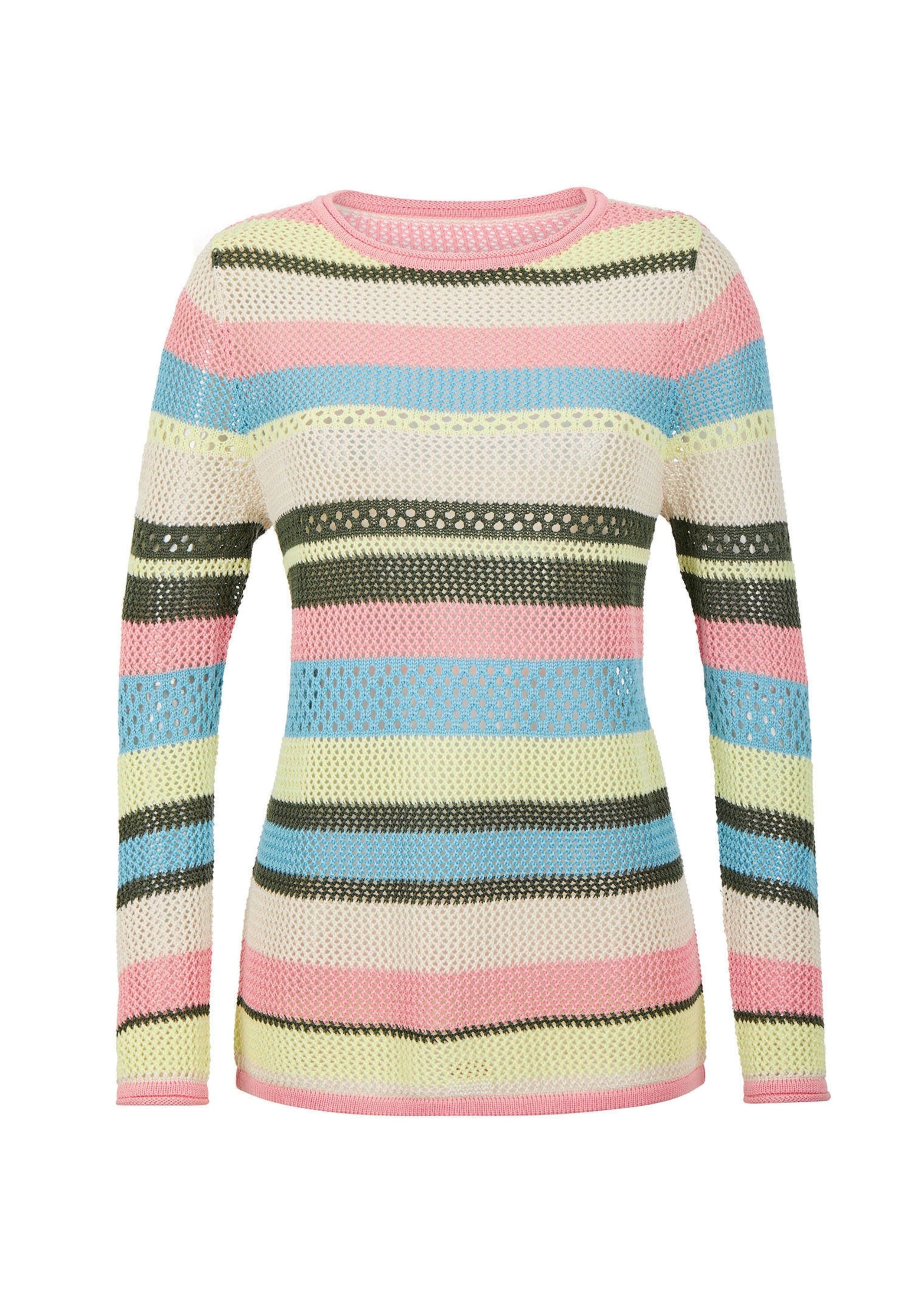 GOLDNER Strickpullover "Kurzgröße Ringelpullover mit Lochmuster" modisches günstig online kaufen