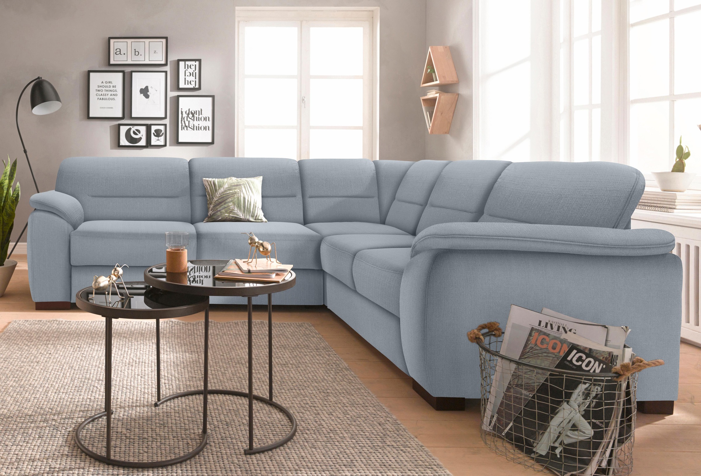 Ecksofa SIT & MORE "Montego L-Form, B: 256cm", grau (hellgrau), B:256cm H:88cm T:227cm, Luxus-Microfaser (90% Polyester, 10% Polyamid);Struktur (100% Polyester);Luxus-Microfaser ALTARA NUBUCK (100% Polyester), Sofas, Ecksofa, wahlweise mit Bettfunktion un 8