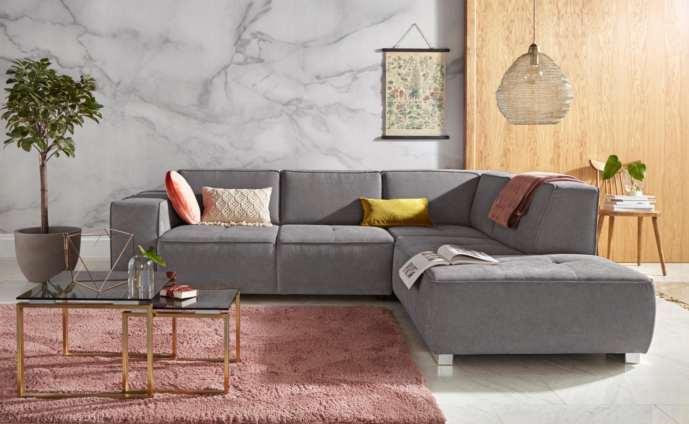 Home affaire Ecksofa "Sapporo L-Form" wahlweise Bettfunktion oder Sitztiefe günstig online kaufen