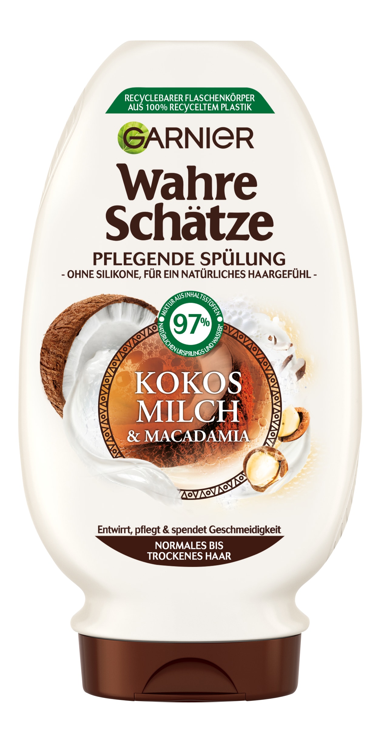 GARNIER Haarspülung "WAHRE SCHÄTZE SPÜLUNG KOKOSMILCH" für normales bis trockenes Haar, mit Kokosmilch und Macadamia