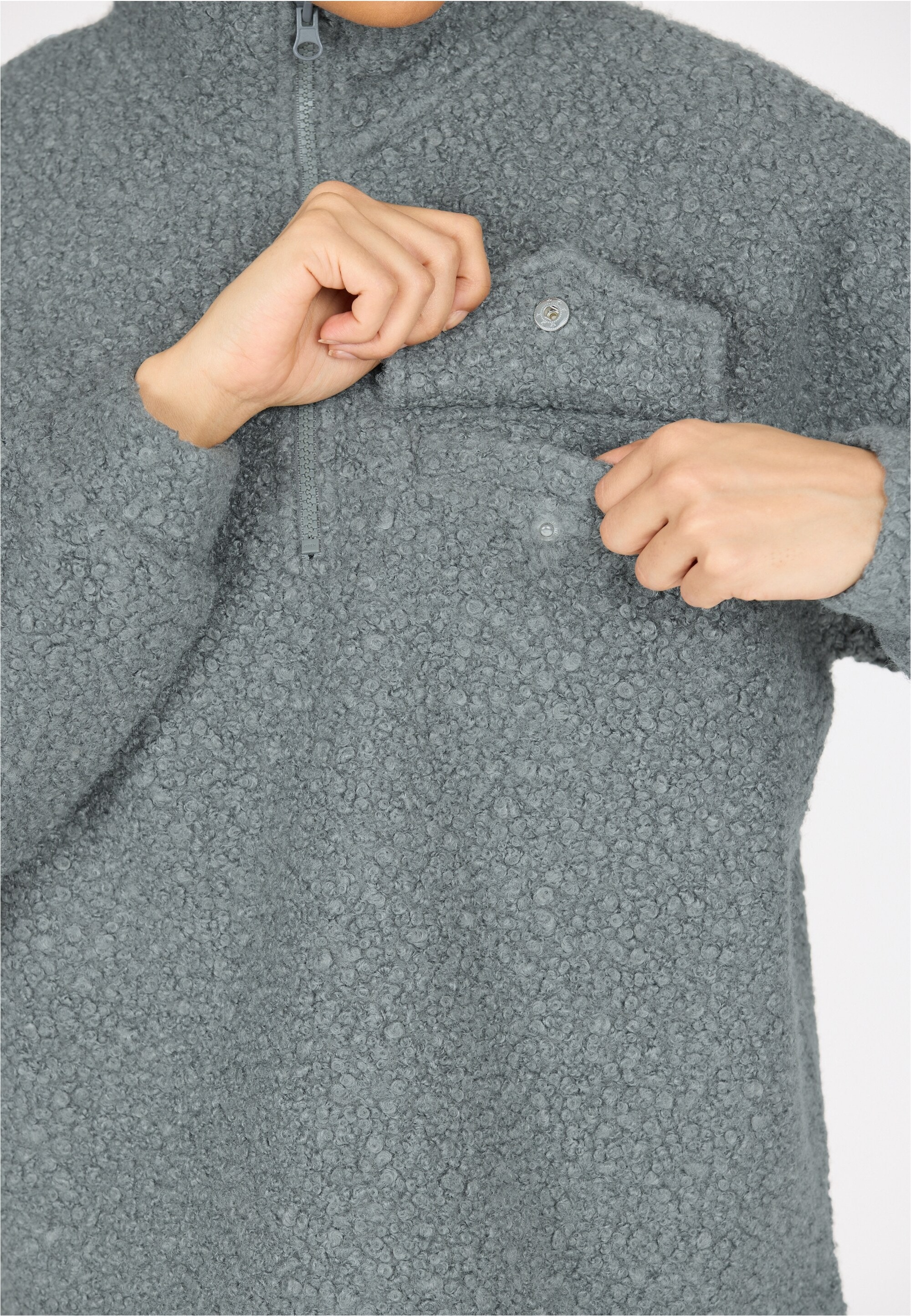 ATHLECIA Strickpullover »Florrie«, mit Teddy-Fleece und halbem Reißverschluss