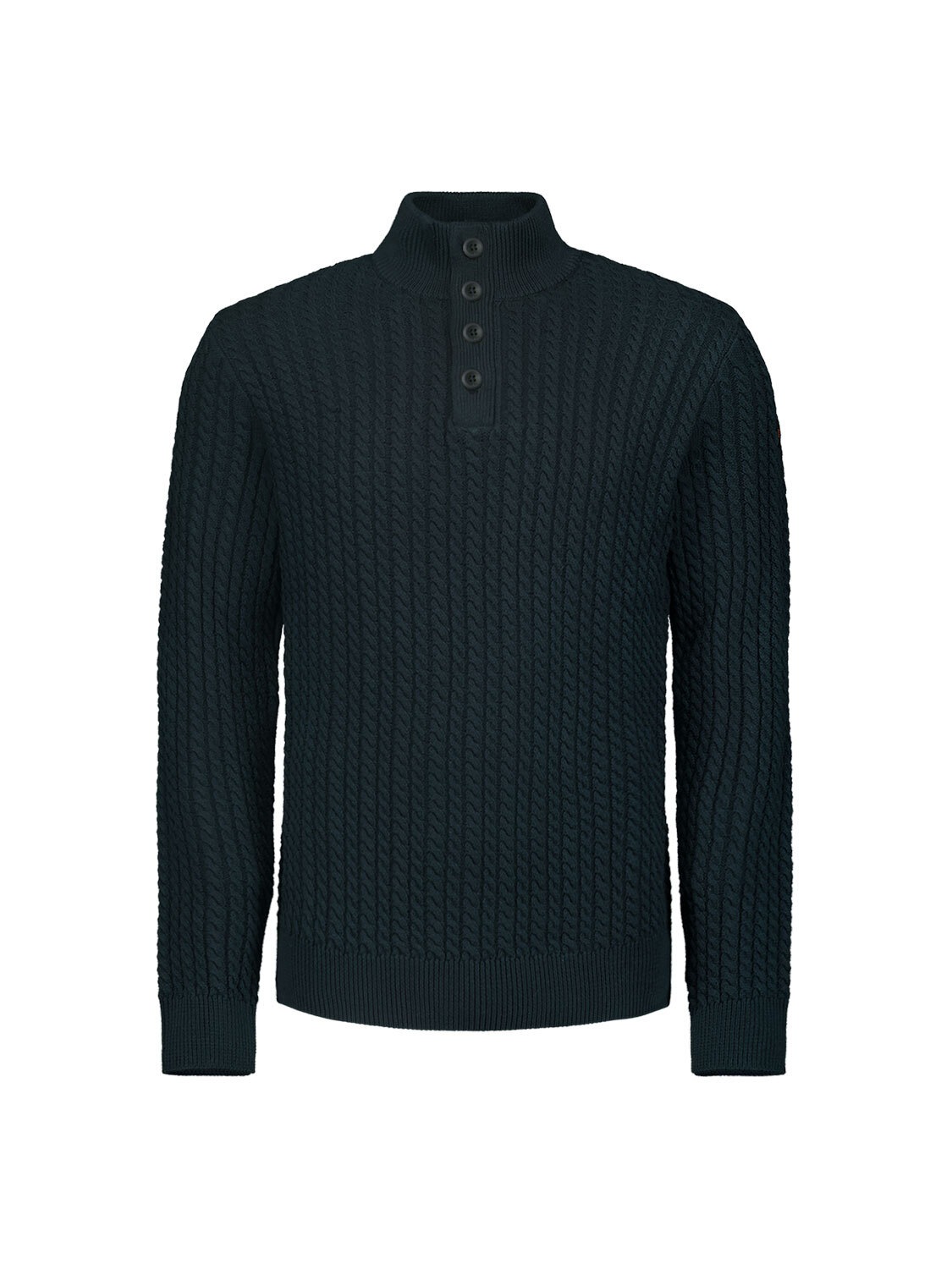 NO EXCESS Rollkragenpullover »No Excess Jacquard-Pullover mit Halbknopfleiste«