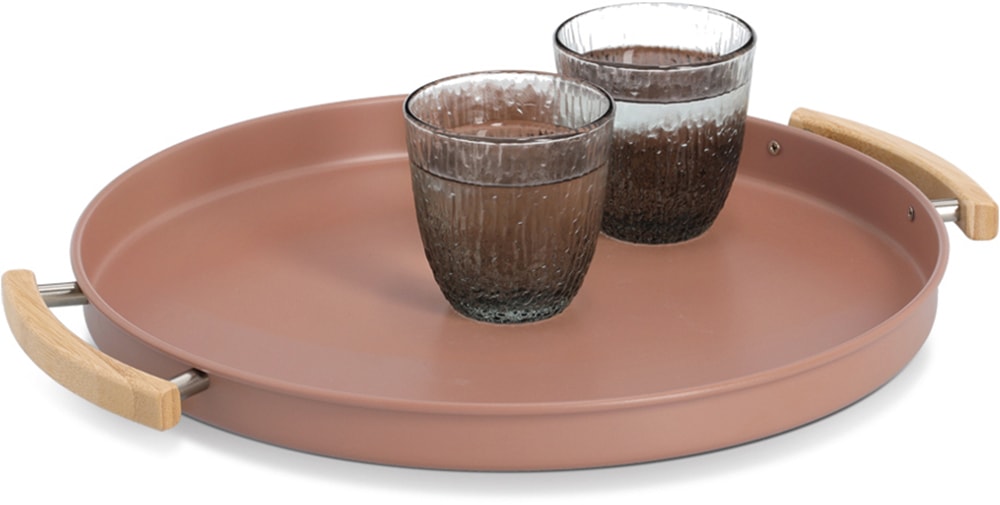 Zeller Present Tablett »Serviertablett, Metall/Gummibaum, mocca«, Trendfarbe, perfekt zum Dekorieren