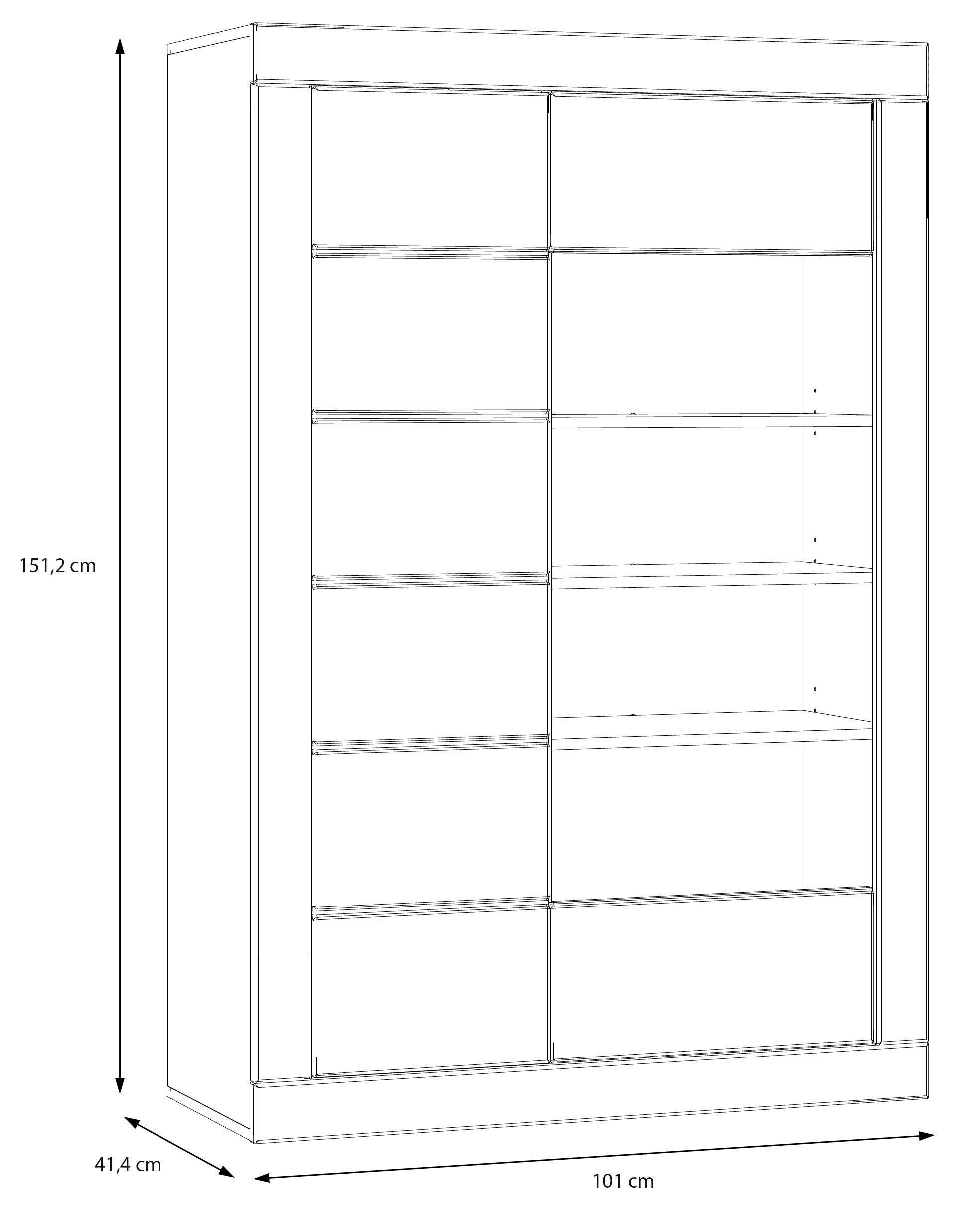 FORTE Vitrine »Lefkadas«, (BxH=101x151,2 cm), Highboard, grifflose Front, breite Rahmenoptik, Tür mit Glaseinsatz