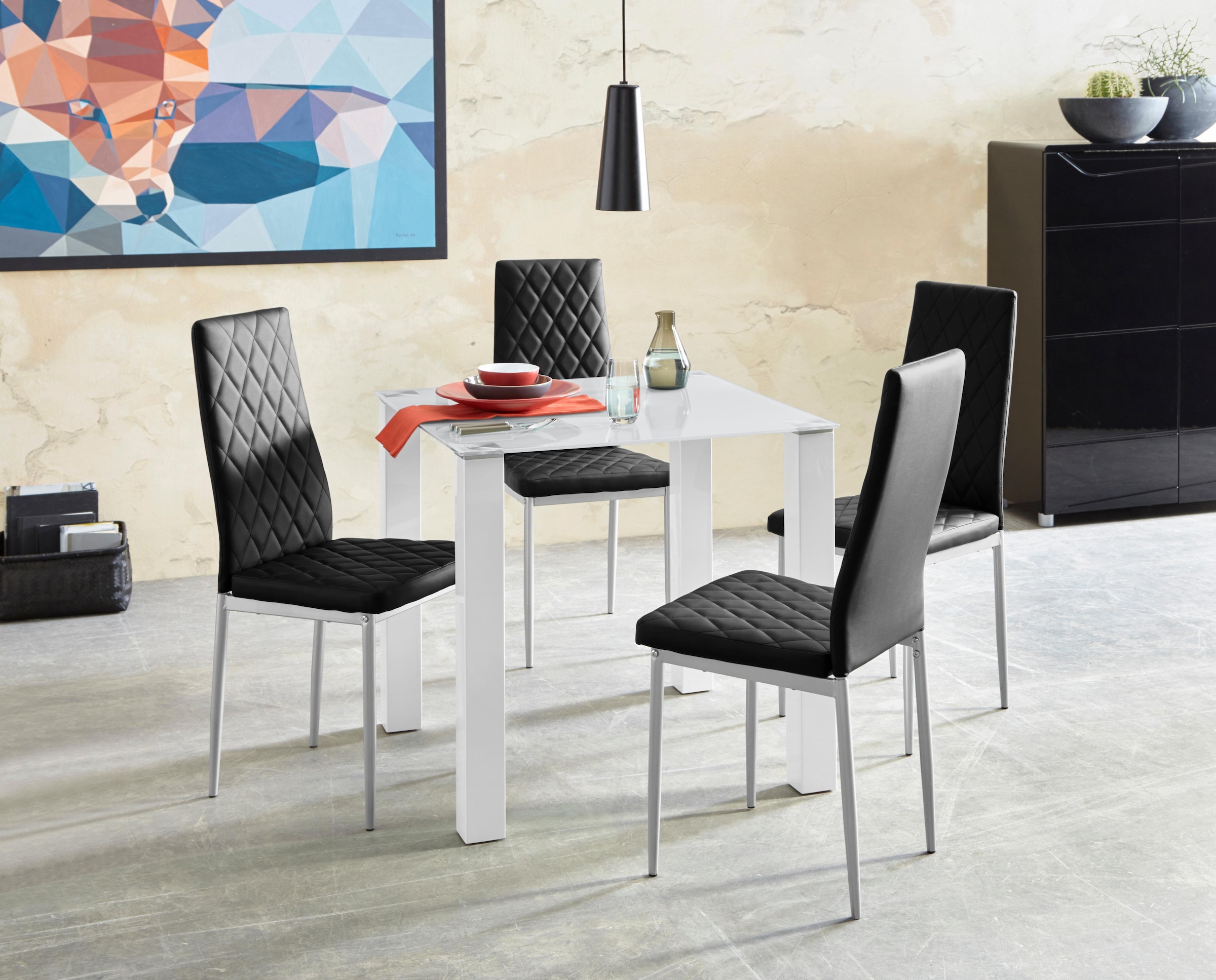 INOSIGN Essgruppe Set, 5 Stk. tlg. mit Glastisch, Breite 80 cm günstig online kaufen