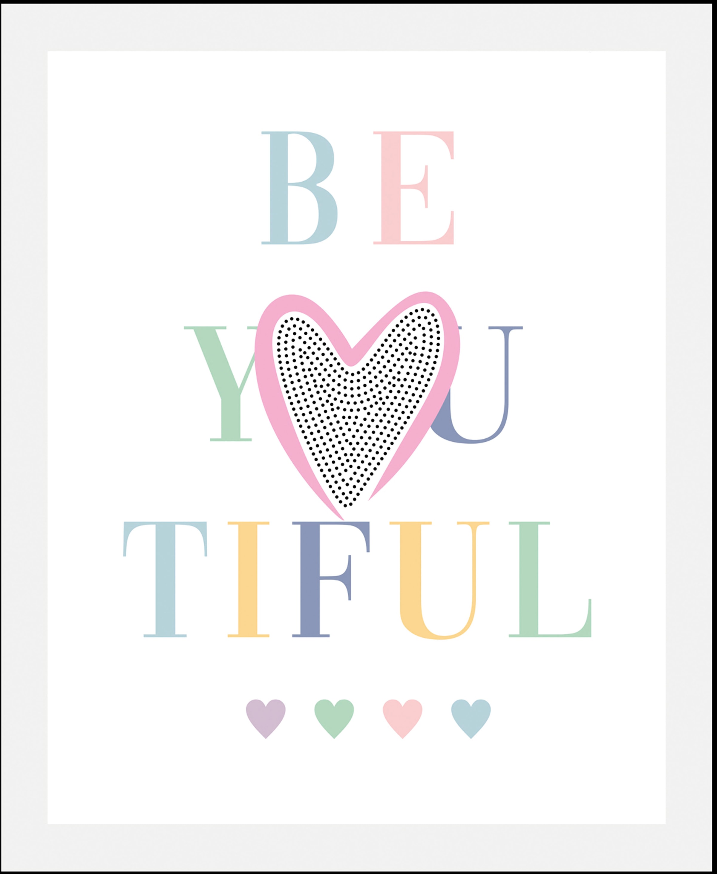 queence Bild "Be-You-Tiful" Schriftzüge 1 Stk. tlg. gerahmt günstig online kaufen