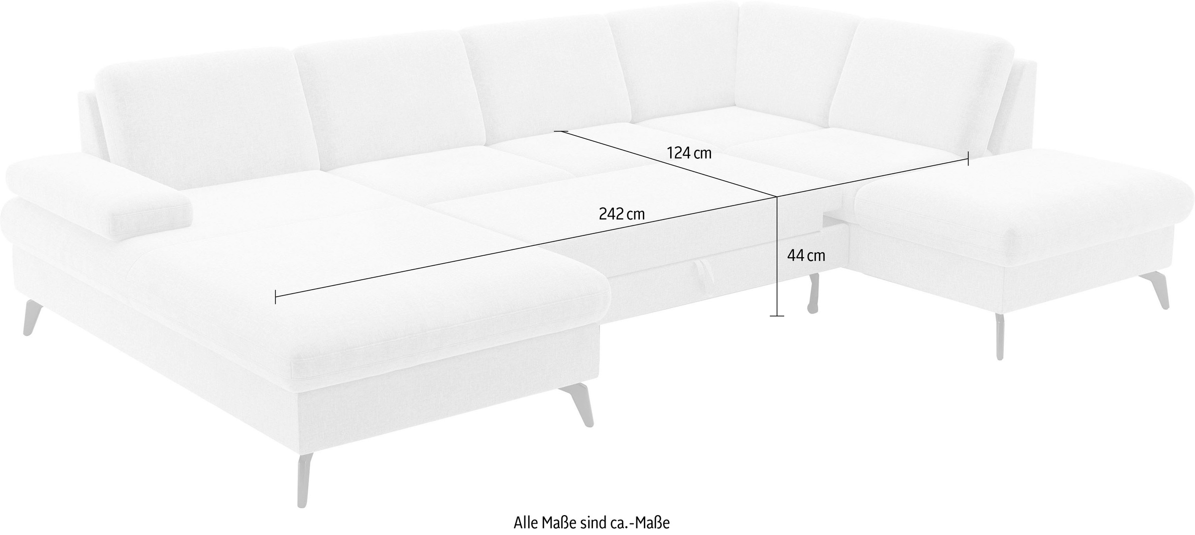 sit&more Wohnlandschaft »Morris Jubi U-Form«, inkl. Armteilfunktion und 1 Zierkissen, wahlweise mit Bettfunktion