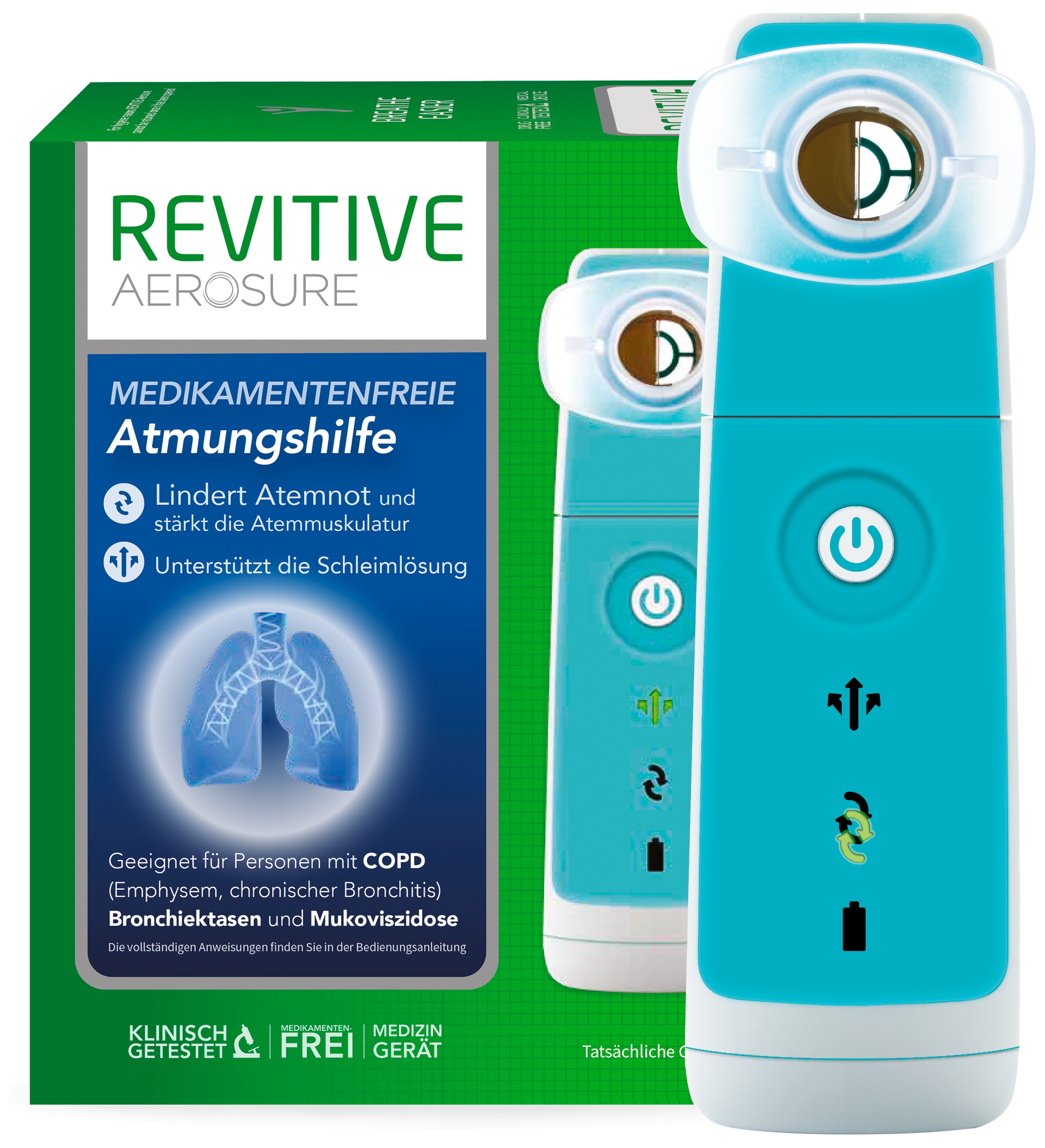 REVITIVE Inhalationsgerät "Aerosure, unterstützt die Schleimlösung"blau, Inhalationsgeräte, einfach zu bedienen und zu reinigen; Arzneimittelfreie