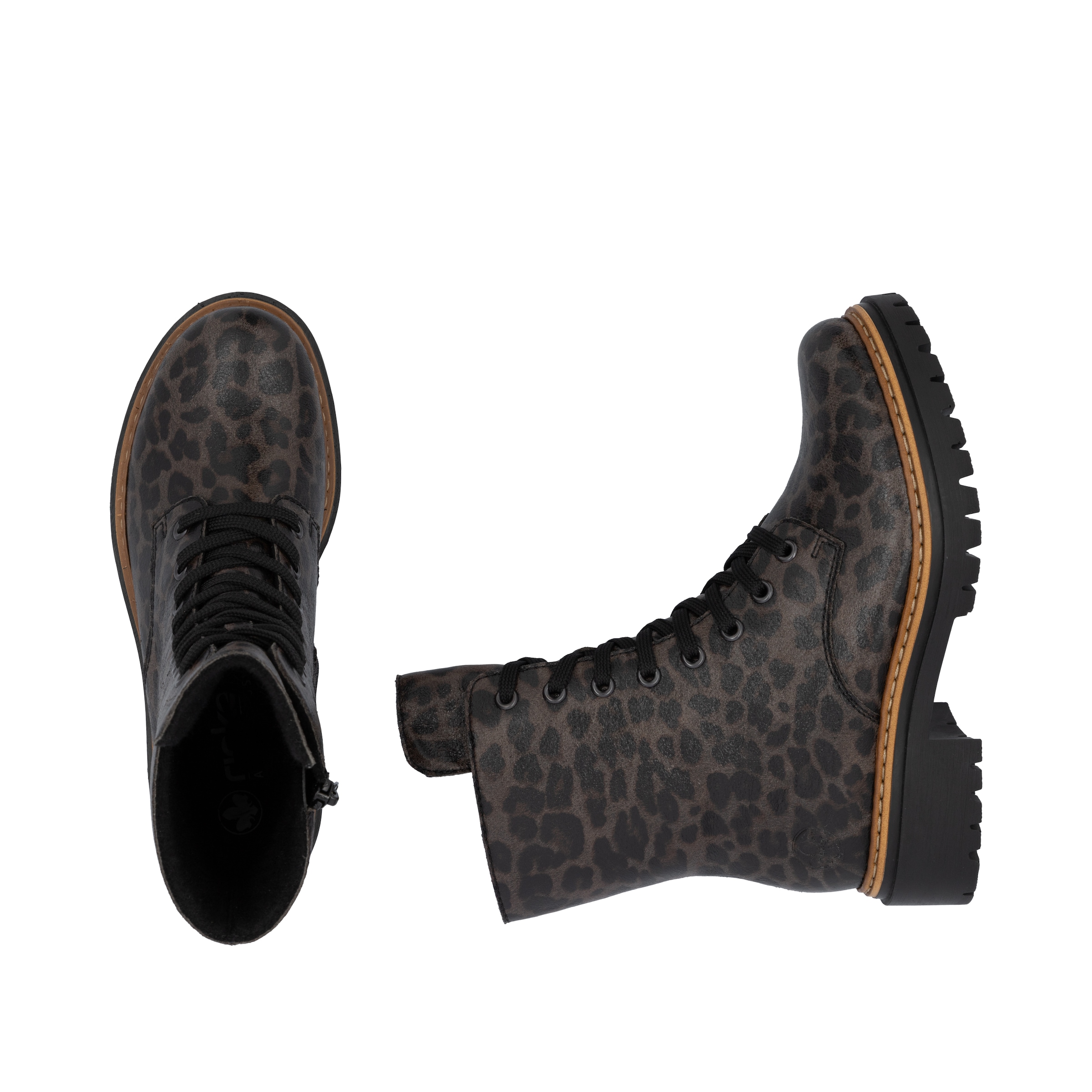 Rieker Schnürboots, Schnürstiefelette, Profilsohle, mit kontrastfarbenem Sohlenrand