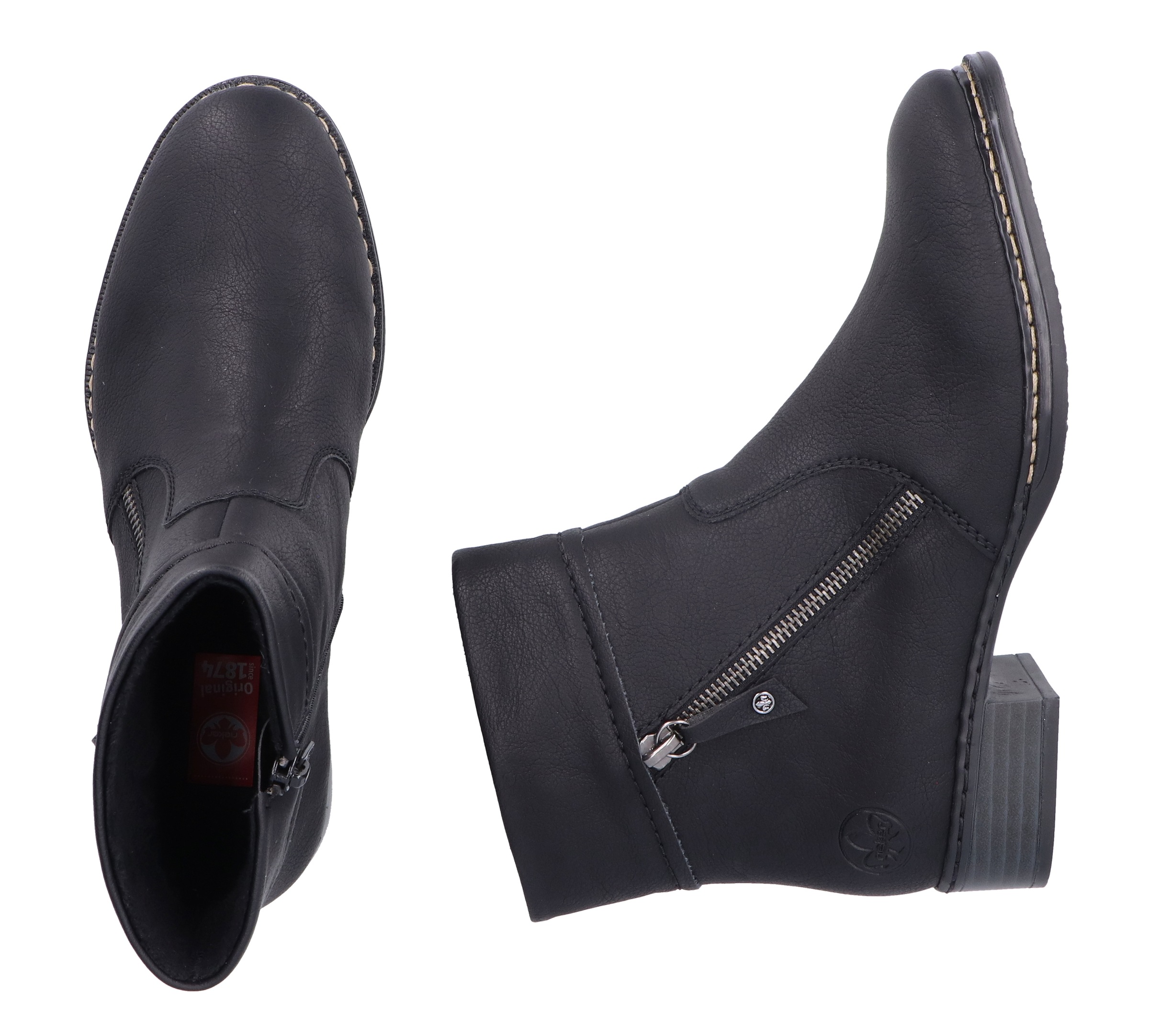 Rieker Stiefelette, Boots, Ankleboots, Blockabsatz, mit praktischem Innenreißverschluss