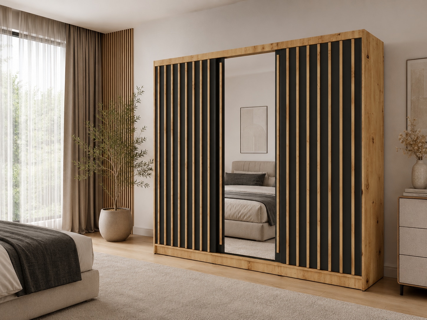 Home affaire Kleiderschrank "VILLEFRANCHE modern mit viel Stauraum, Fächer & Kleiderstange, Spiegel" Garderobe in 3 Breiten (155, 205, 248 cm), erhältlich in 3 Farben