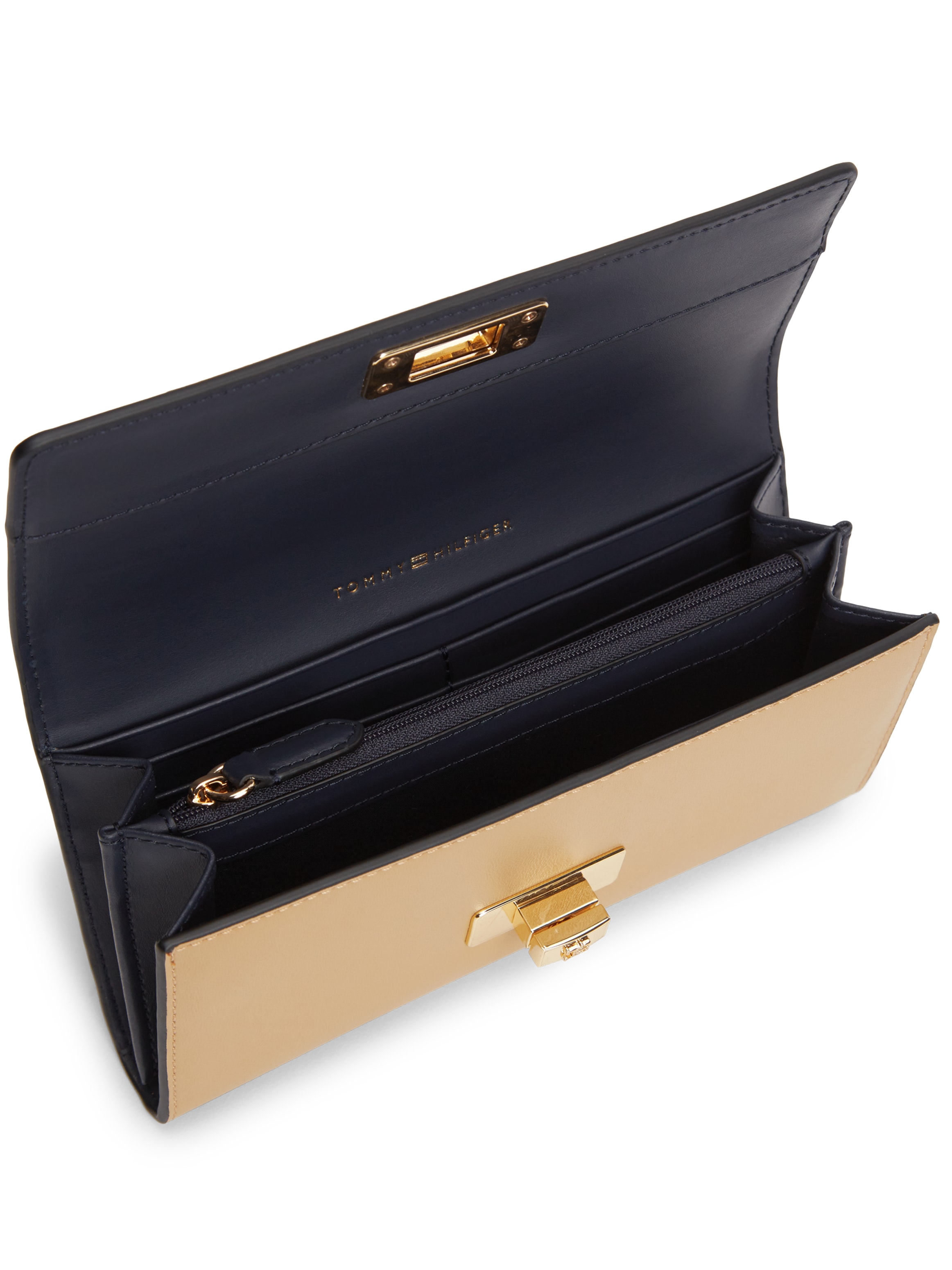 Tommy Hilfiger Geldbörse »TH MODERN LARGE FLAP WALLET« Damen Portemonnaie, Geldbeute mit goldfarbenen Accessoires