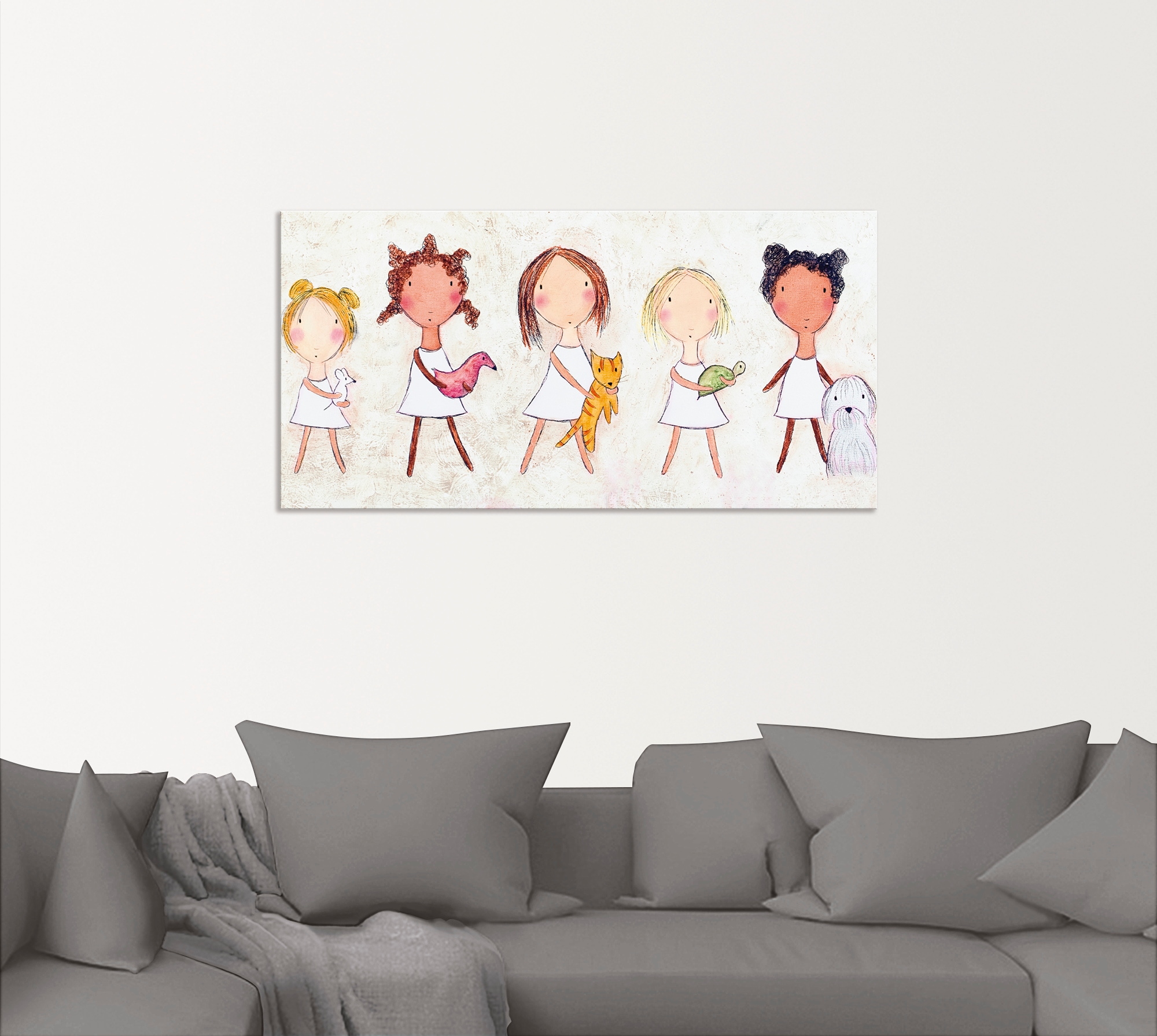 Artland Wandbild »Mädchen mit Tieren«, Kinder, (1 St.), als Alubild, Outdoorbild, Wandaufkleber in verschied. Größen