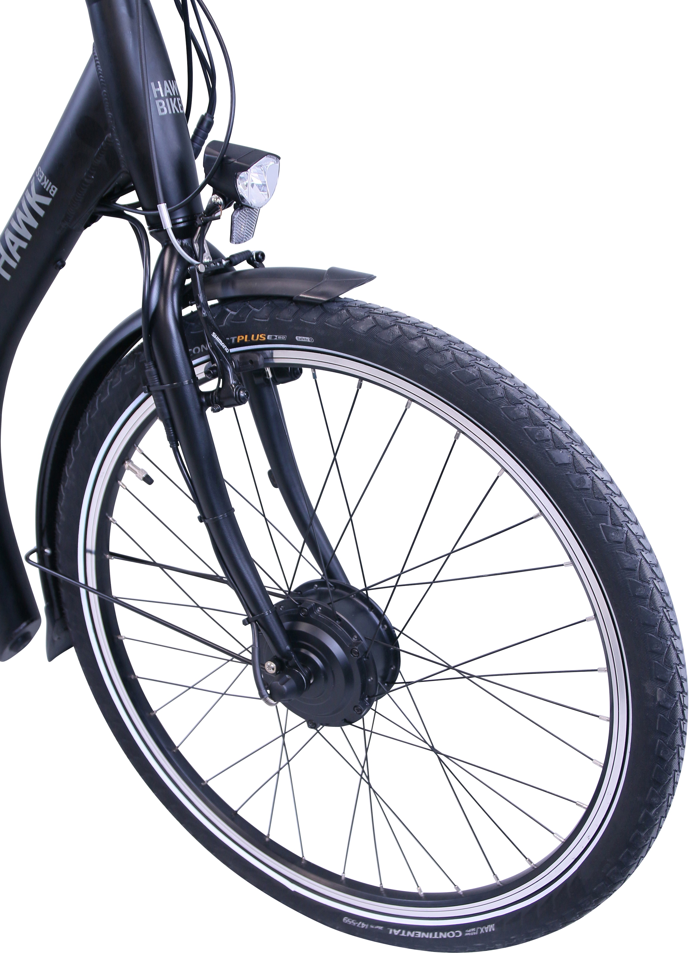 HAWK Bikes E-Bike »HAWK eCity Comfort«, 7 Gang, Shimano, Nexus 7-Gang, Frontmotor 250 W, Pedelec, Elektrofahrrad für Damen u. Herren, Cityrad
