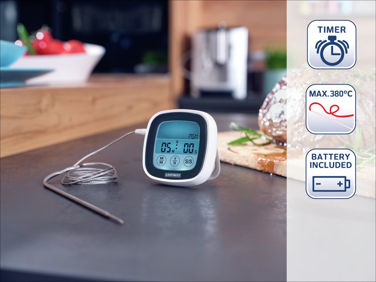 Leifheit Bratenthermometer, mit Timerfunktion, digital