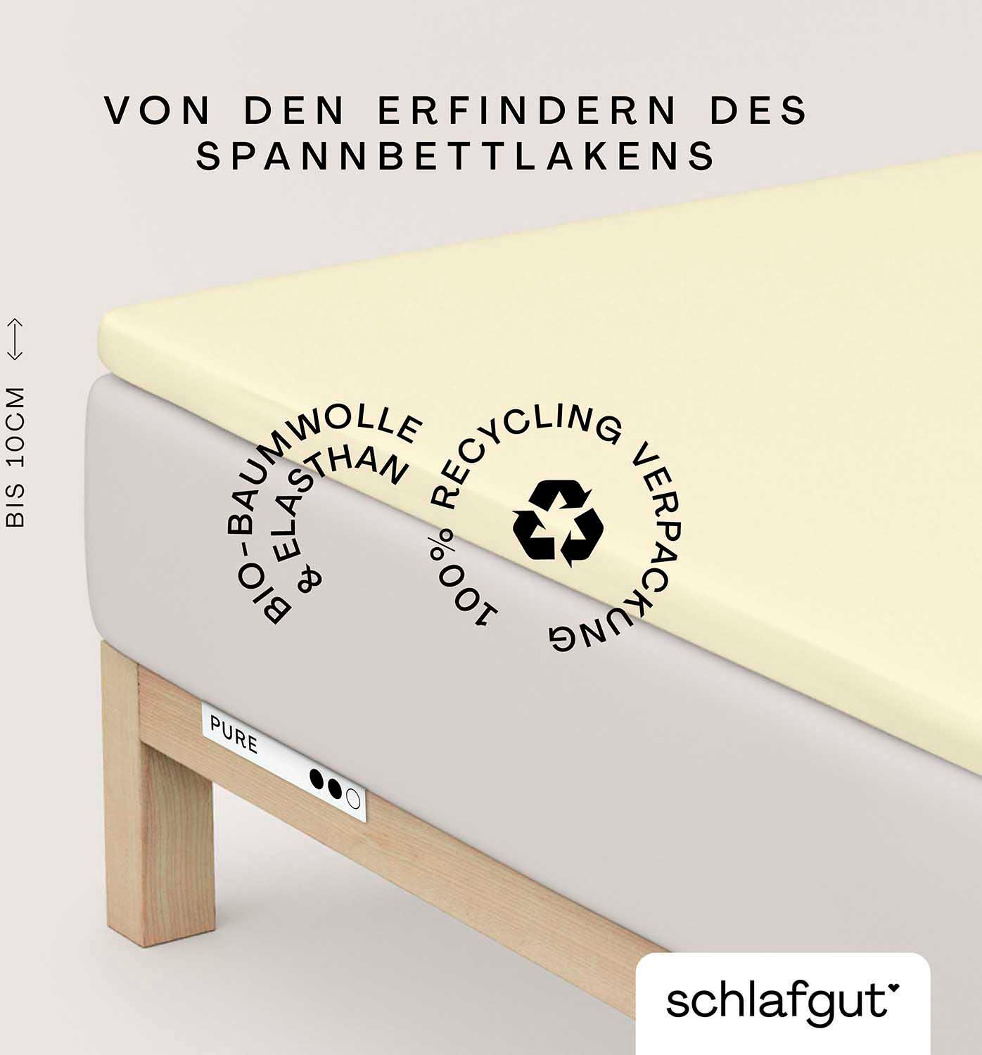 Schlafgut 1100000002199 "PURE TOPPER Bio-Baumwolle mit Elasthan 170 g/m² für Topper bis 10 cm" PREMIUM Laken für Matratzen bis 10 cm Höhe, dehnbar, blickdicht