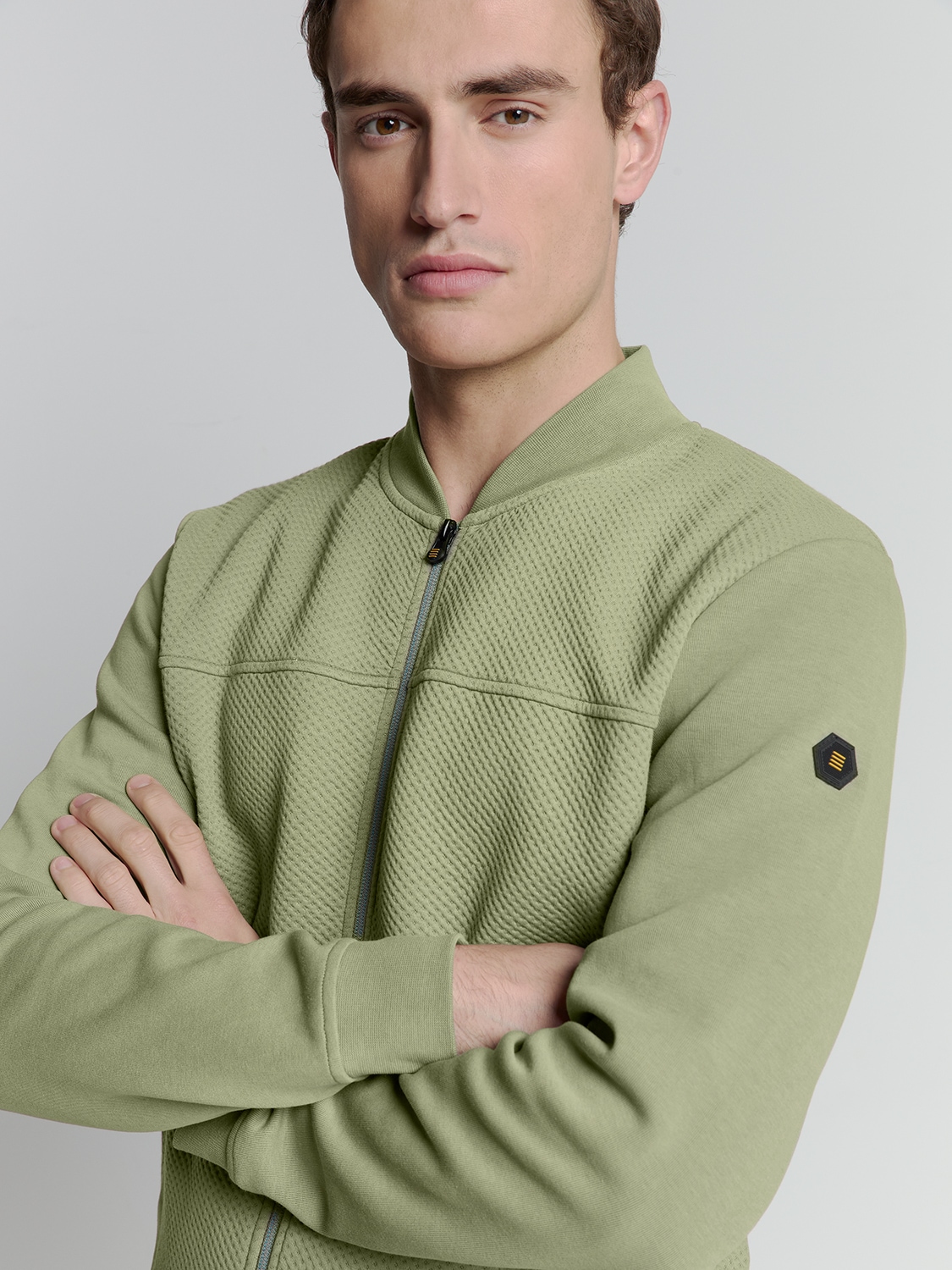 NO EXCESS Sweater »No Excess Jacquard sweatshirt mit Vollreißverschluss«