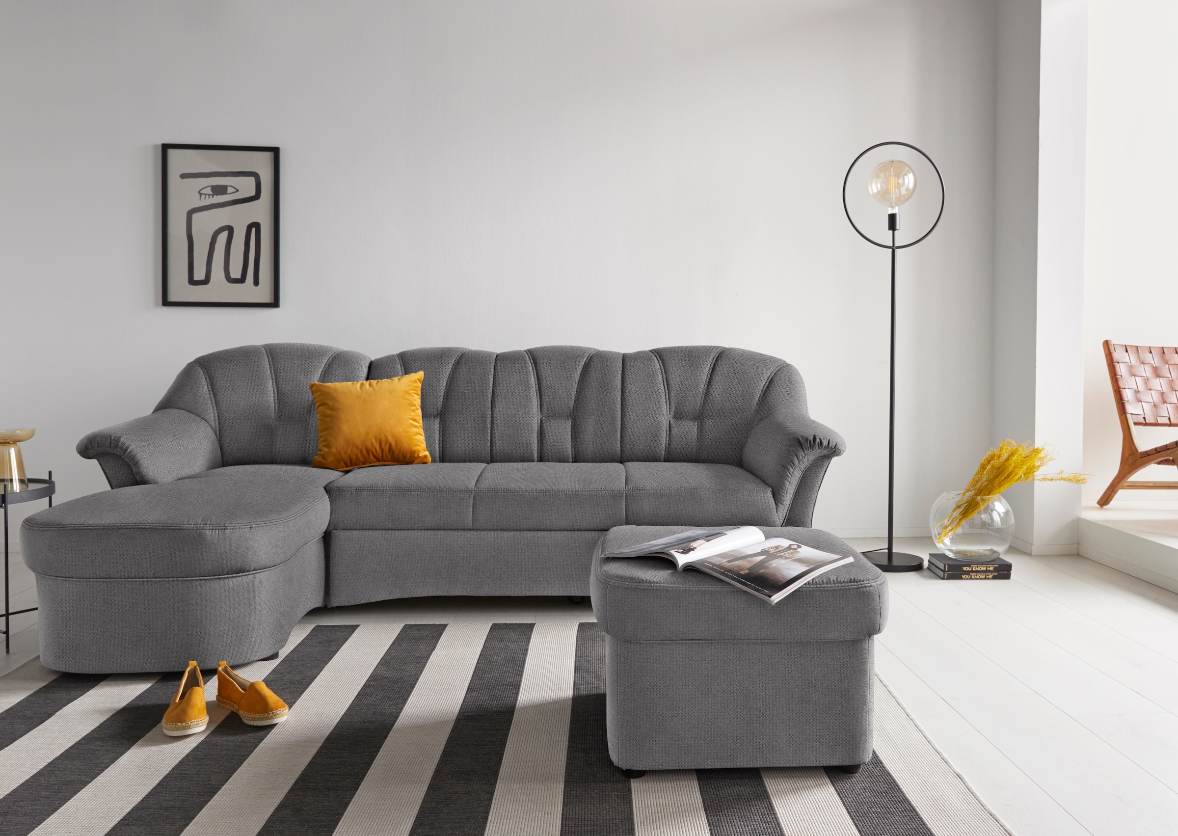 DOMO collection Ecksofa "Papenburg, zeitlose Rückensteppung, elegante Forme günstig online kaufen