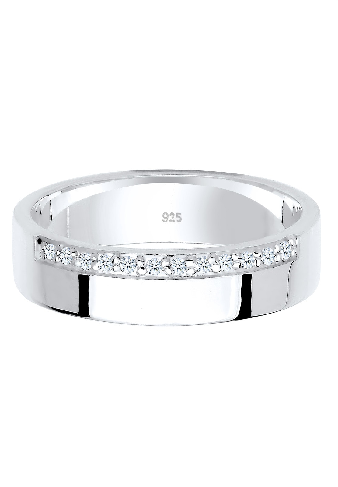 Elli DIAMONDS Verlobungsring »Bandring Basic Diamanten (0.06 ct.) 925 Silber«