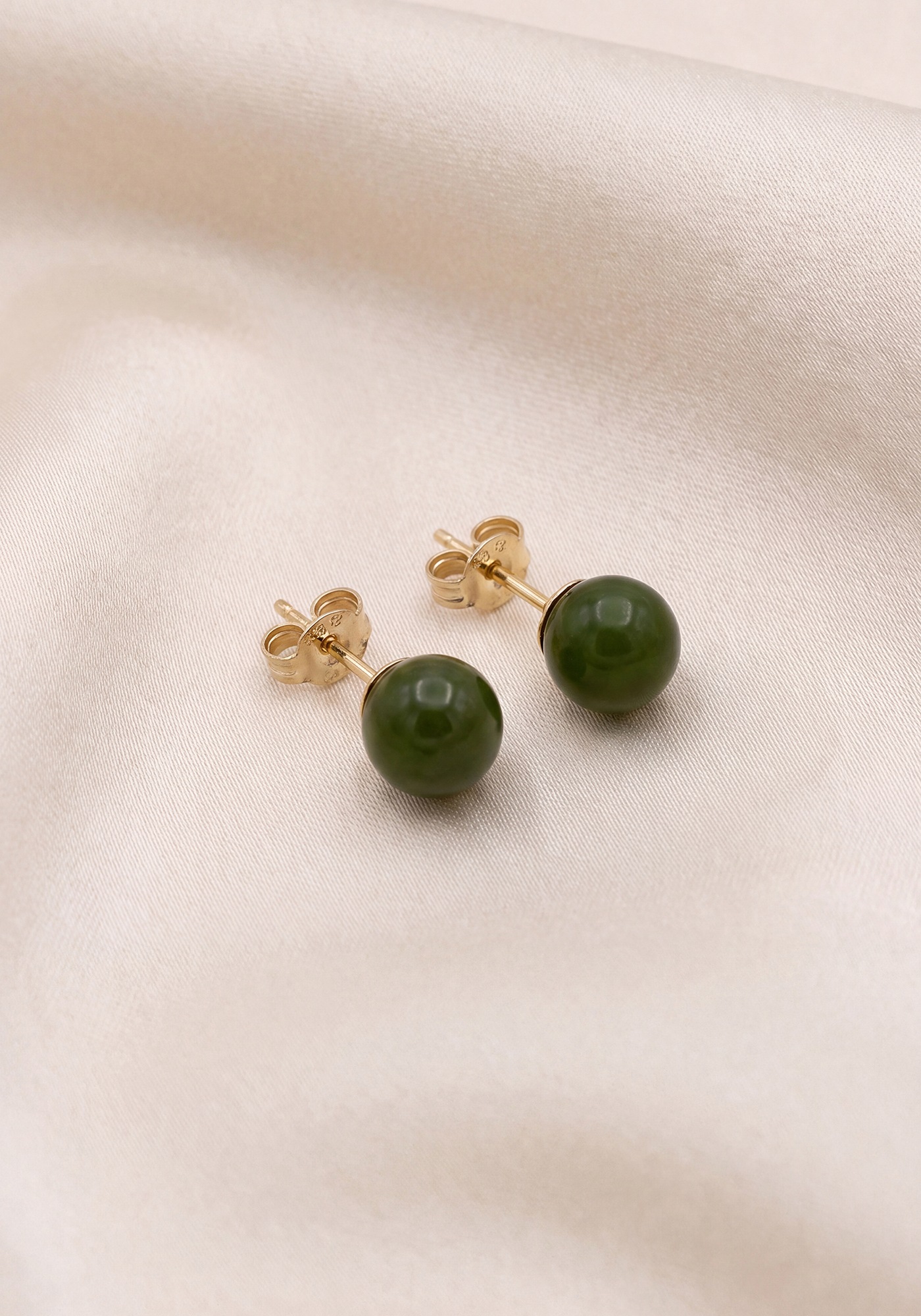 JOBO Paar Ohrstecker »Kugel Ohrringe 6 mm grün« 333 Gold mit Jade
