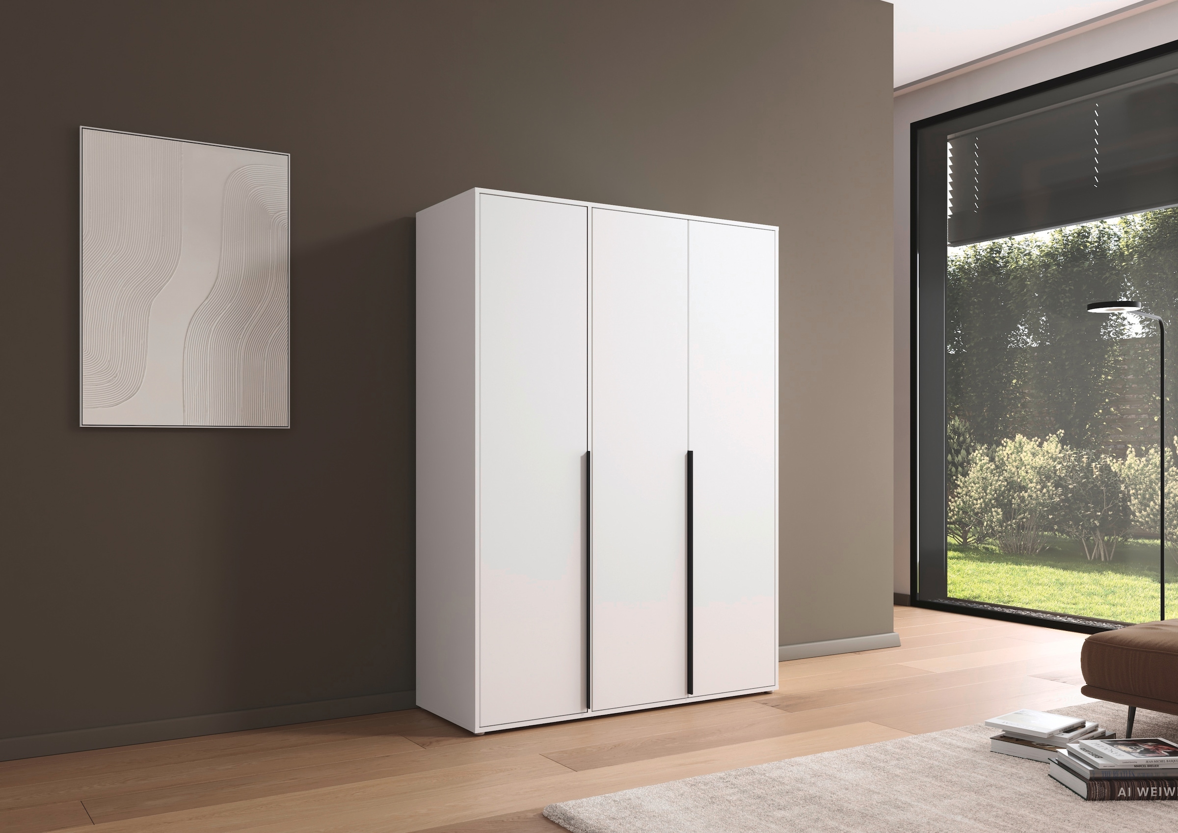 rauch Drehtürenschrank »Kleiderschrank Schrank Garderobe Wäscheschrank NAGATA viel Stauraum«, (in 3 verschiedenen Ausstattungen BASIC/CLASSIC/PREMIUM), mit modernen Stangengriffen in Graumetallic TOPSELLER MADE IN GERMANY