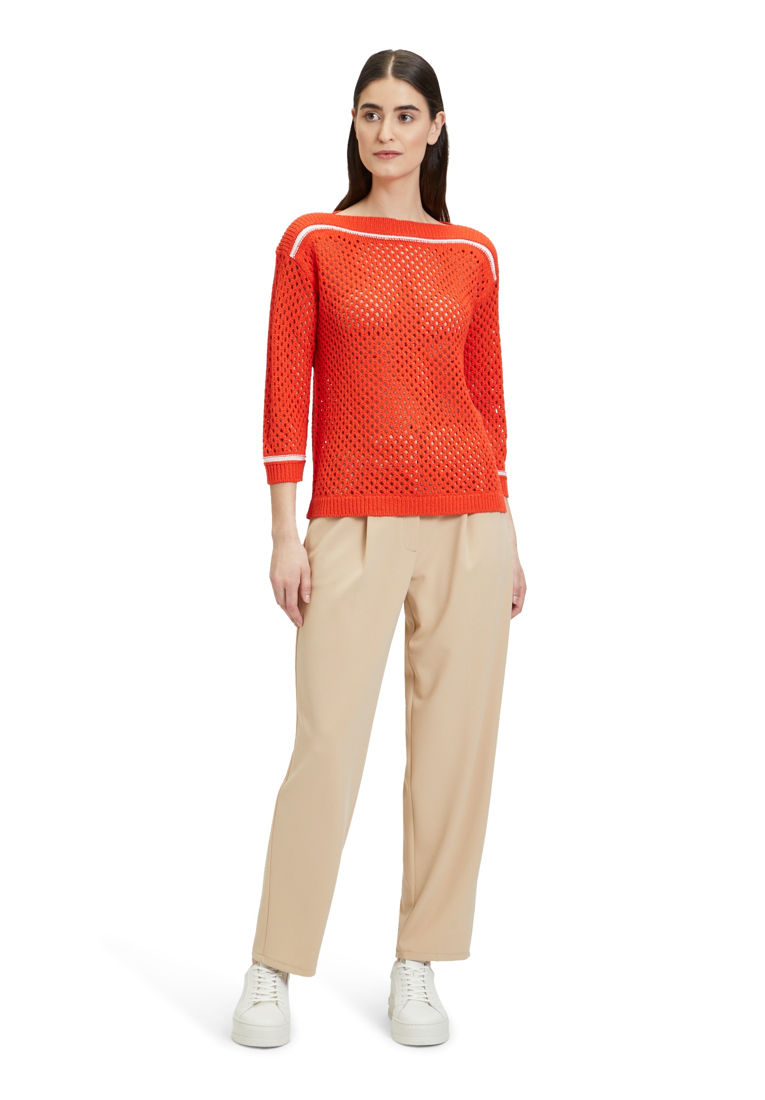 Betty Barclay Strickpullover »Betty Barclay Lochstrick-Pullover mit Strickdetails«, (1 tlg.), Kontraststeppung