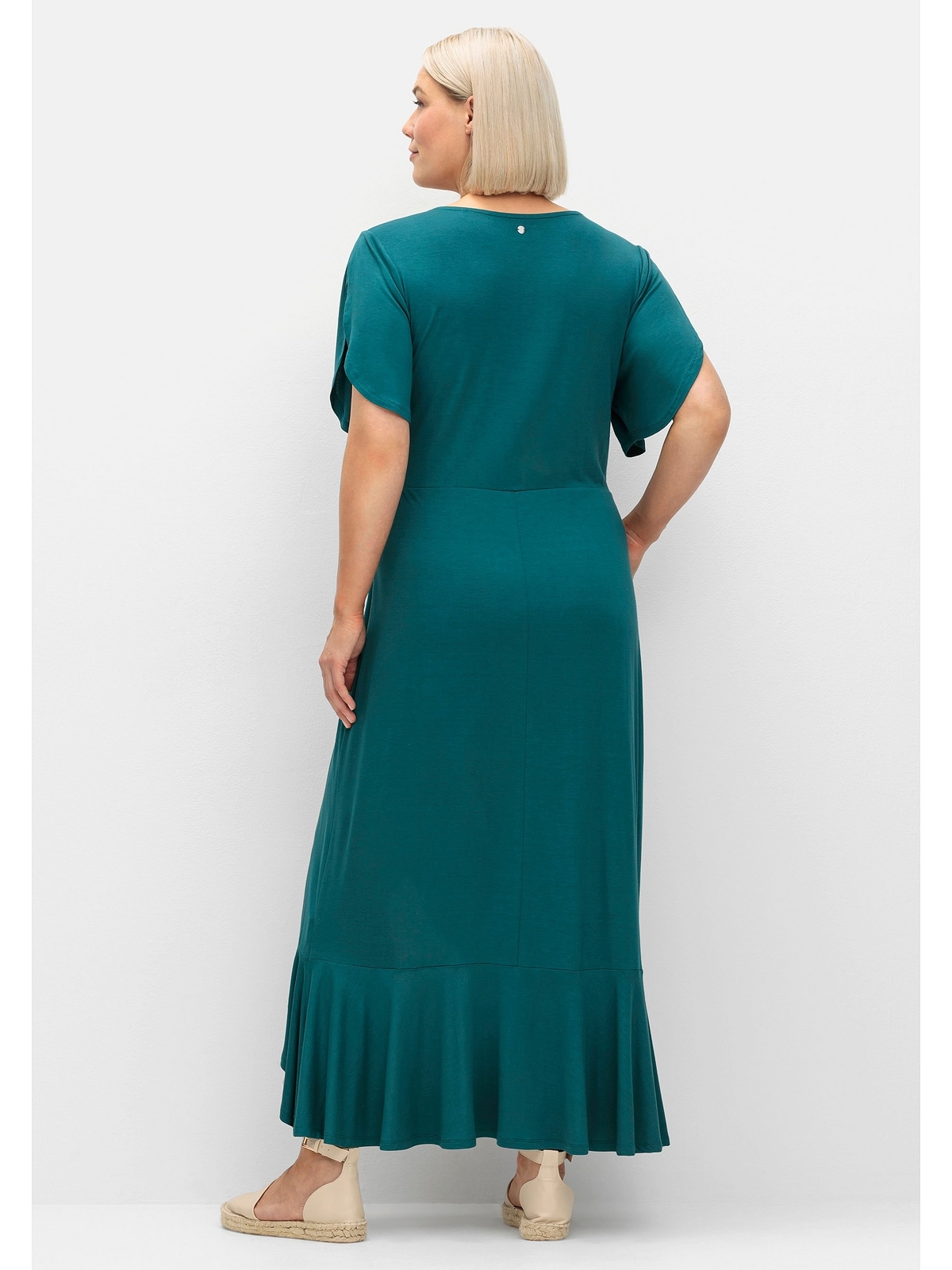Sheego Jerseykleid »Große Größen«, in Wickeloptik, mit Volantrock