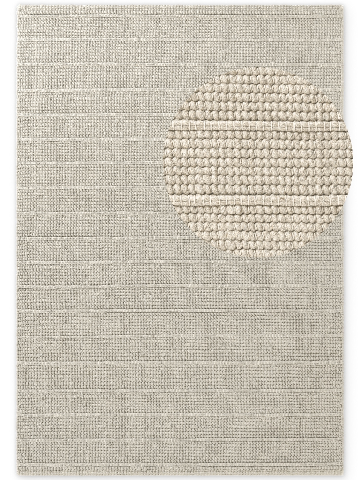 Ted Baker Camden Wool Parker Rug Handwoven Striped Living Room in Natural White | Size: 80cm x 150cm