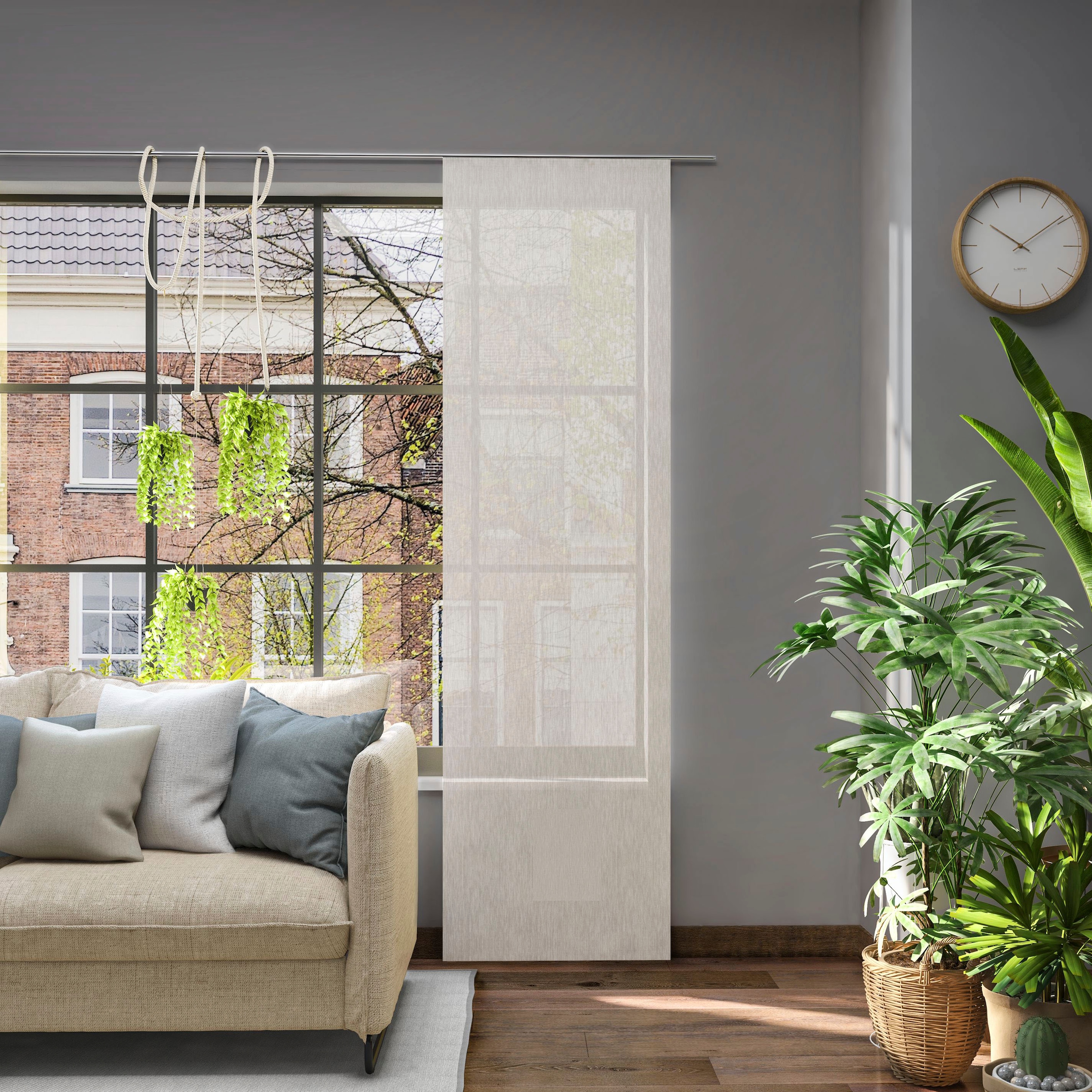 Schiebegardine NEUTEX FOR YOU, B:60cm H:135cm, braun, Jacquard, Polyester, Wohnzimmer, Gardinen, "Libre-ECO", nach Maß