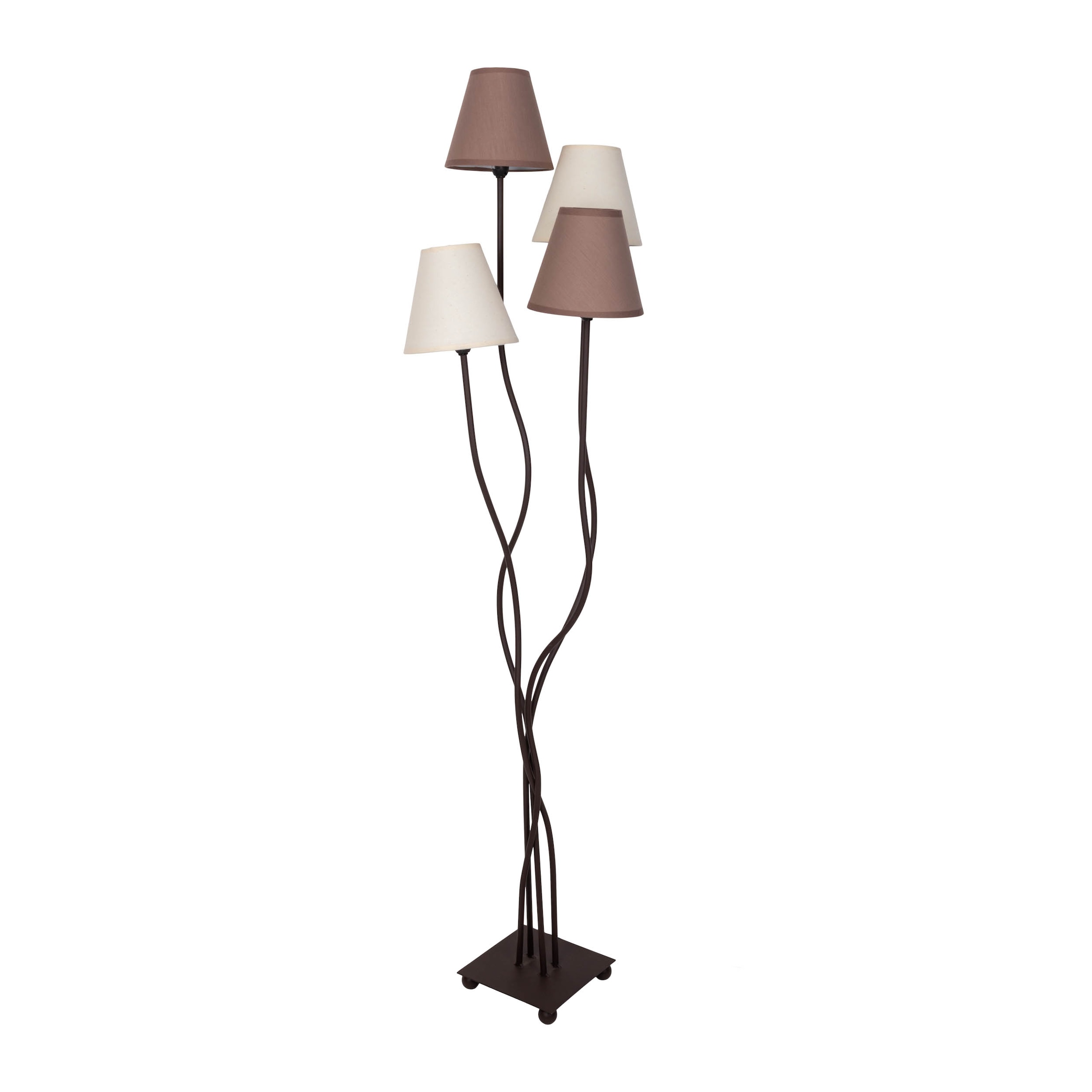 näve Stehlampe »Boho«, 4 flammig, Leuchtmittel E14 | ohne Leuchtmittel, 4flg., E14, Textilschirme 2x beige, 2x braun, inkl. Fußschalter