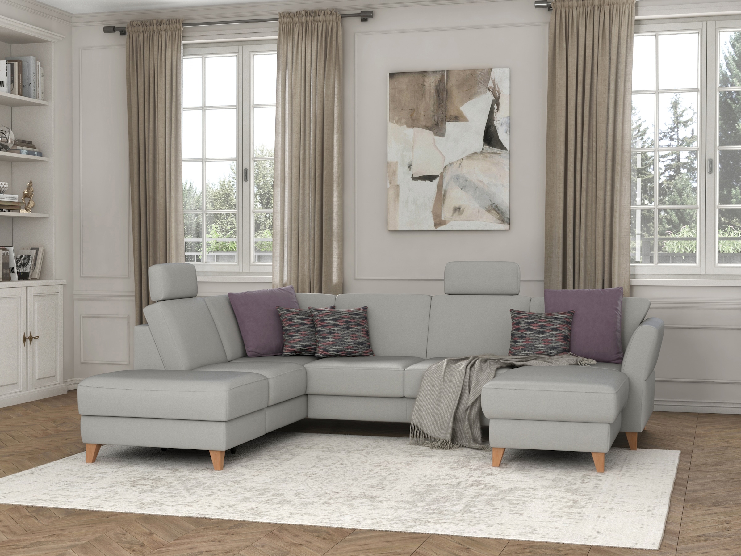 sit&more Wohnlandschaft »Visby U-Form«, wahlweise mit Bettfunktion und Stauraum, frei im Raum stellbar