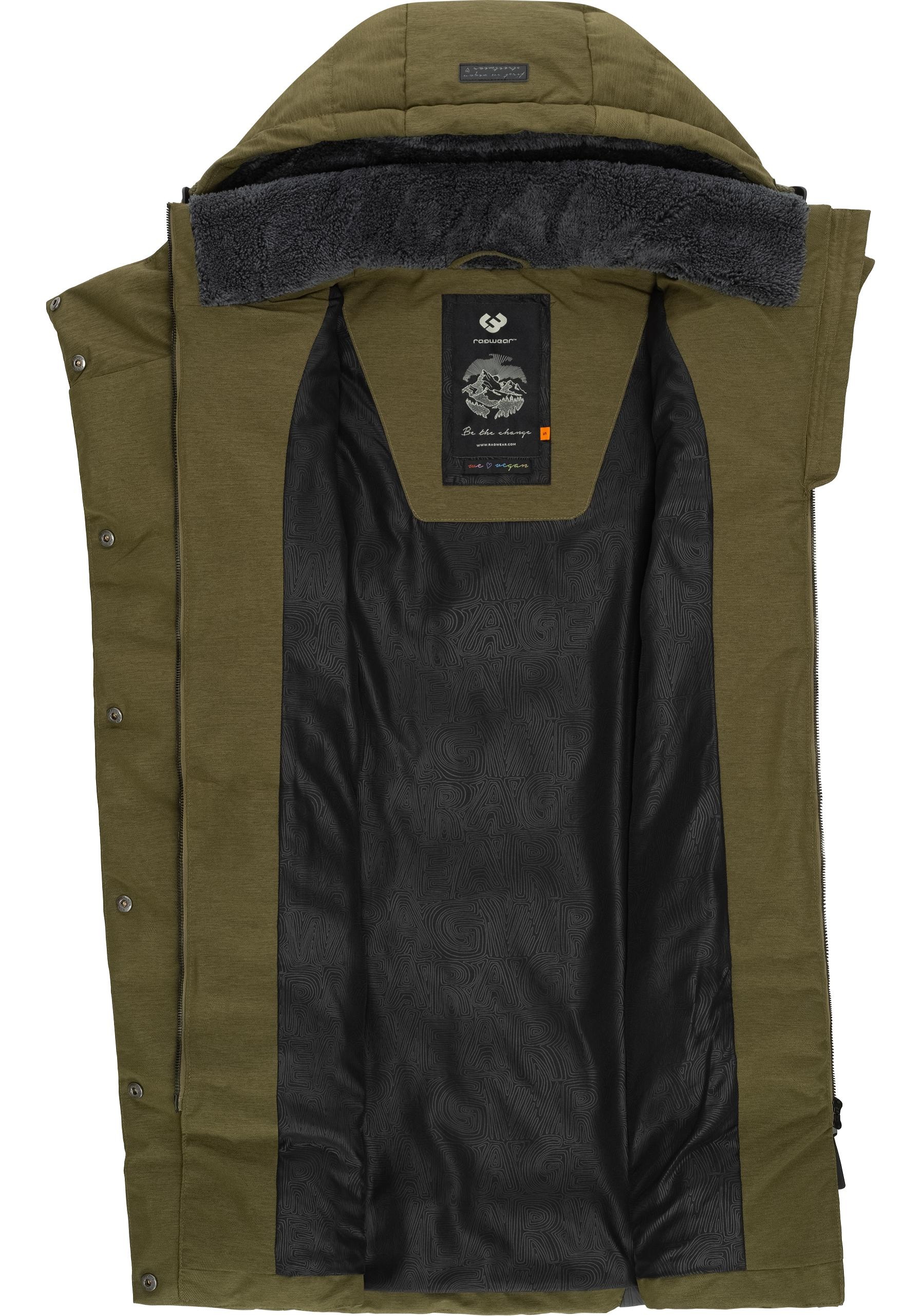 Steppweste RAGWEAR "Pavla Vest", Damen, Gr. XXXL(46), grün (helloliv), Außenmaterial: 100% Polyester; Innenfutter: 100% Polyester; Wattierung: 100% Polyester, figurbetont ca. Mitte Oberschenkel, Westen Steppweste, stylische Winterweste mit Teddyfutter und 3