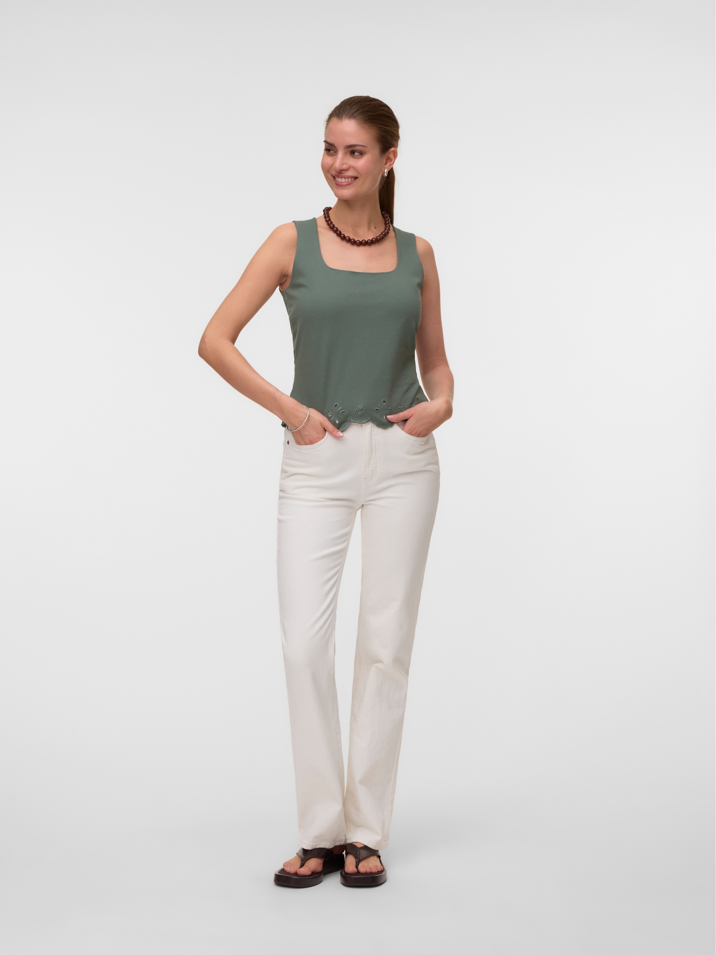 Vero Moda Spitzentop »VMLOUISE SL SQUARE NECK TOP JRS« Baumwolle, regular fit