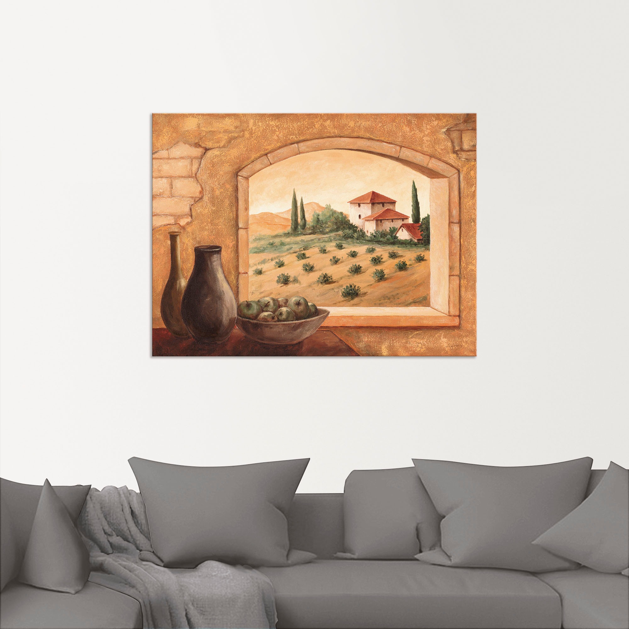 Artland Wandbild »Toskana«, Fensterblick, (1 St.), als Alubild, Outdoorbild, Leinwandbild, Poster in verschied. Größen