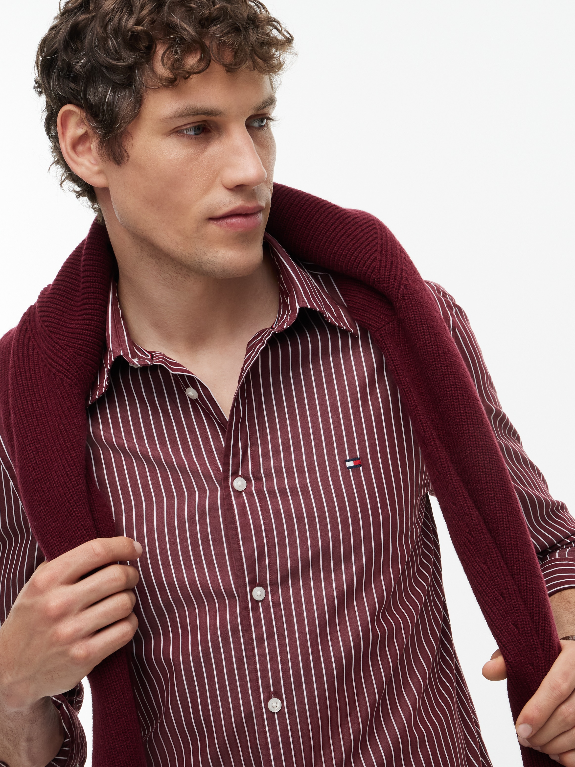 Tommy Hilfiger Langarmhemd »FLEX HAIRLINE POPLIN REGULAR FIT« Button-down-Kragen, gestreift