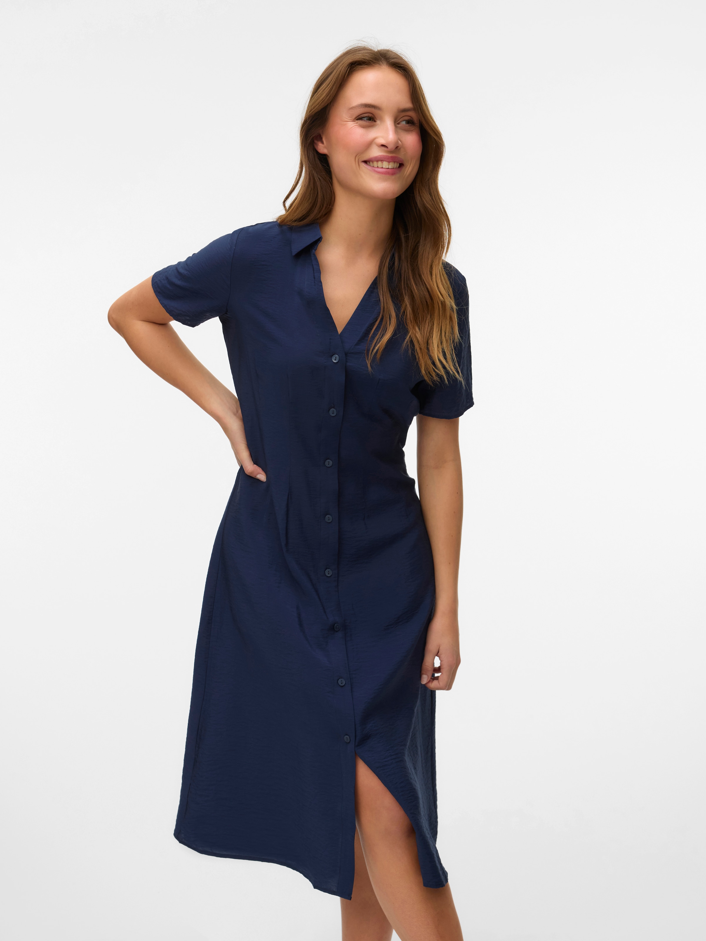 Vero Moda Blusenkleid "VMJOSIE S/S CALF SHIRT DRESS WVN GA" Viskosemischung günstig online kaufen